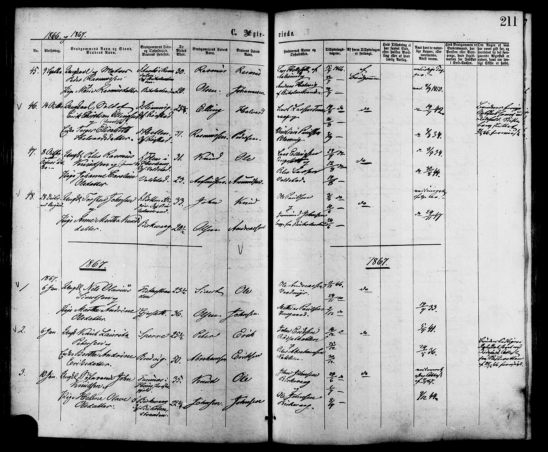 Ministerialprotokoller, klokkerbøker og fødselsregistre - Møre og Romsdal, AV/SAT-A-1454/528/L0399: Parish register (official) no. 528A10, 1864-1879, p. 211