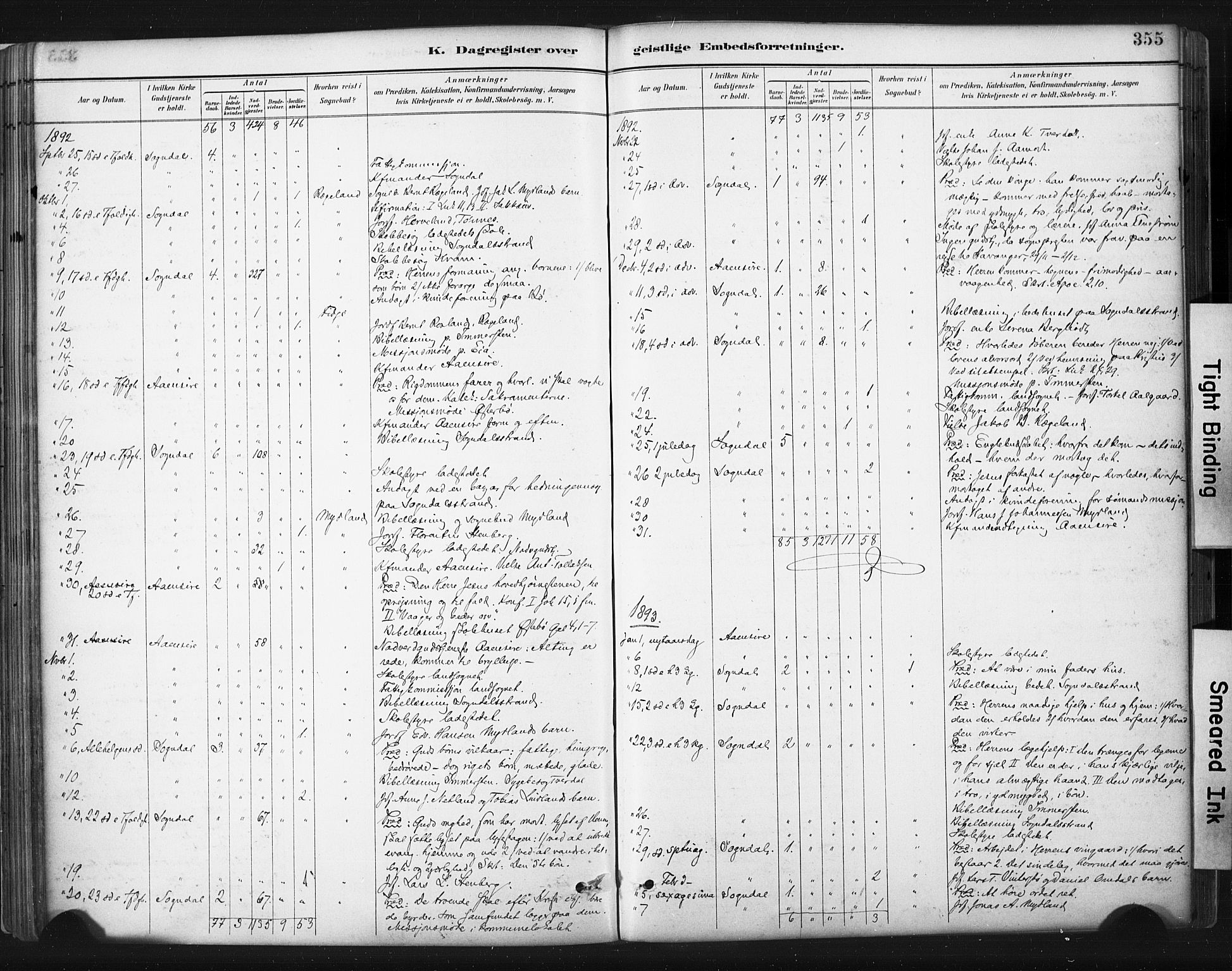 Sokndal sokneprestkontor, SAST/A-101808: Parish register (official) no. A 11.2, 1887-1905, p. 355