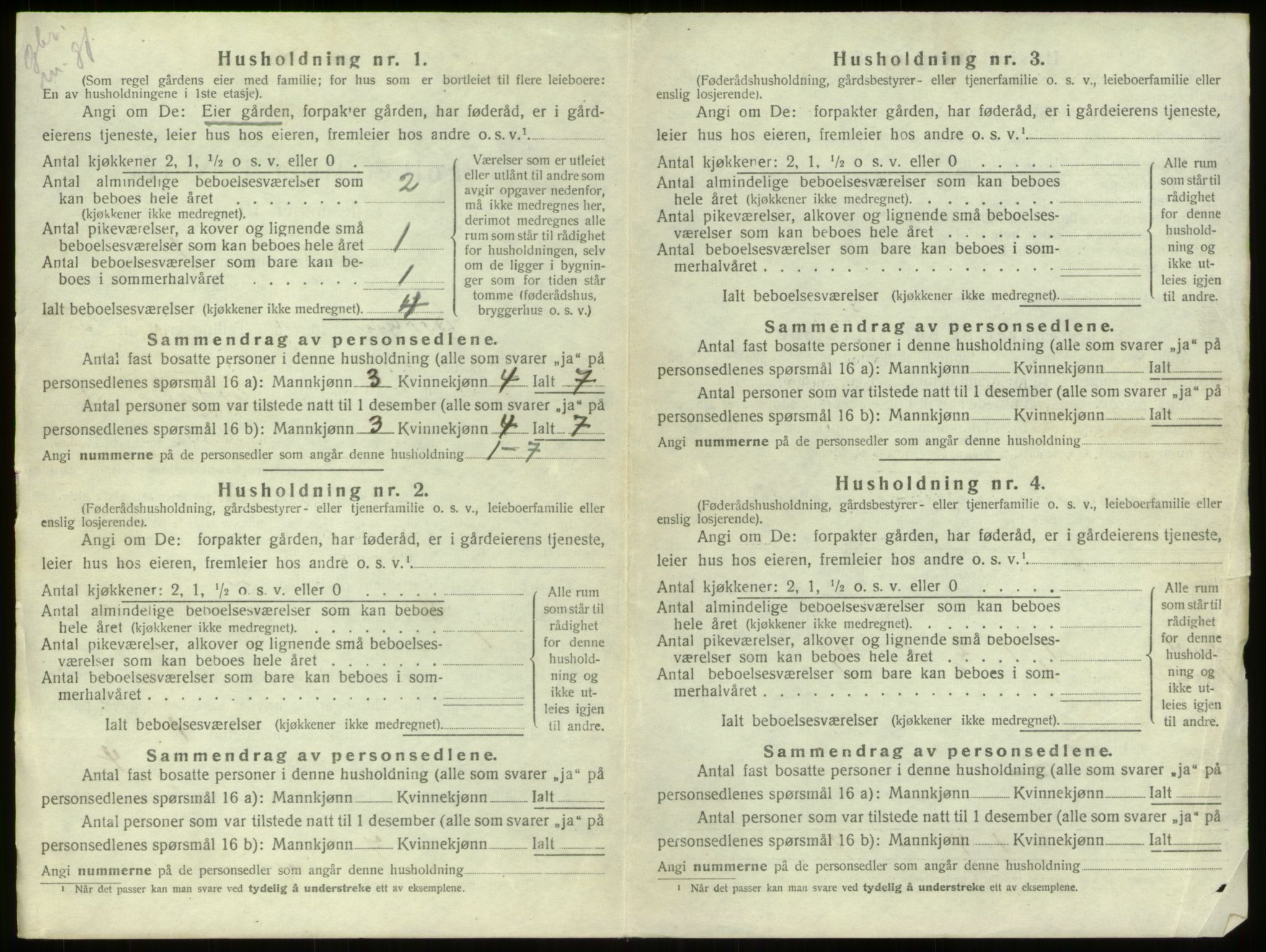 SAB, 1920 census for Stryn, 1920, p. 240