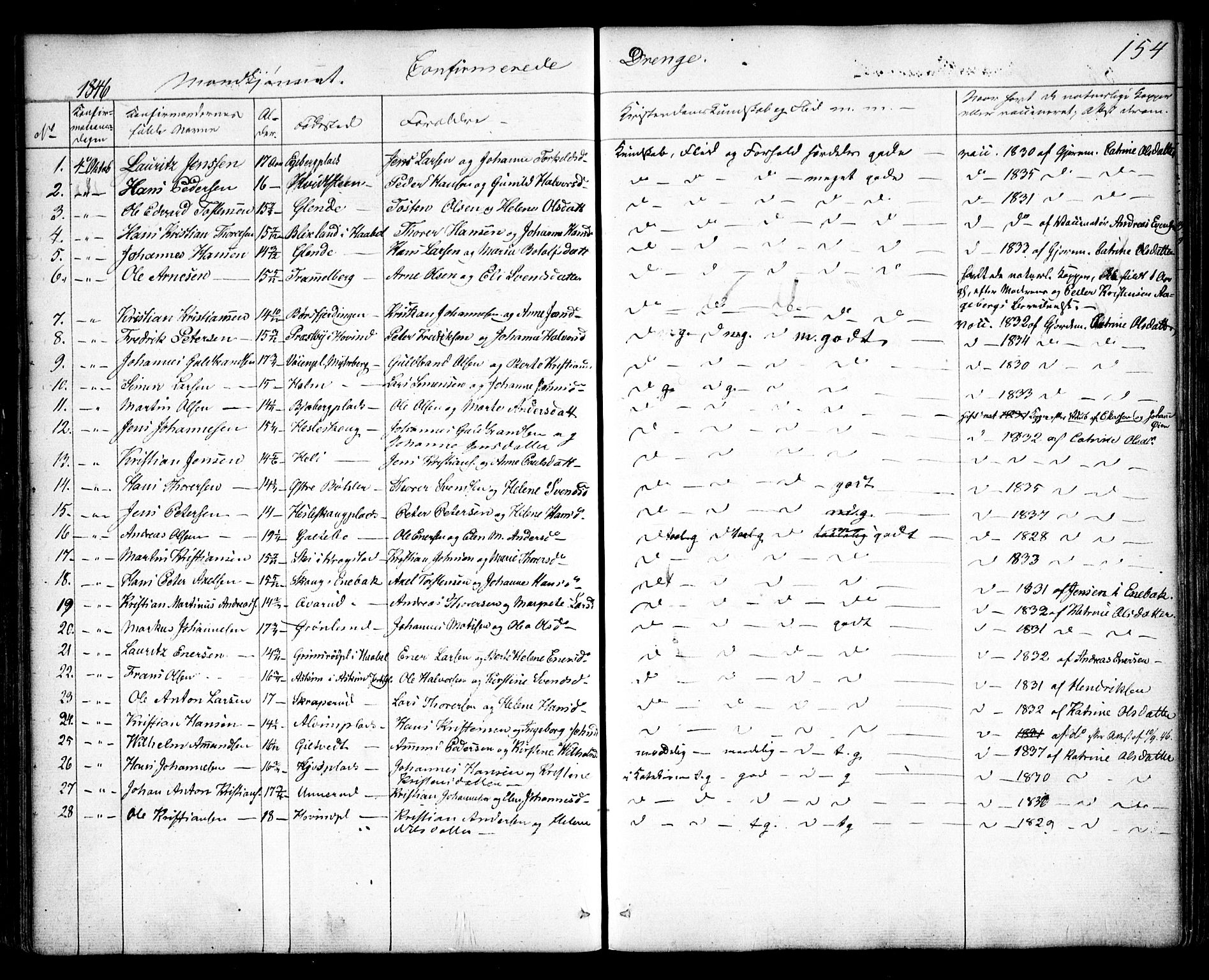 Spydeberg prestekontor Kirkebøker, SAO/A-10924/F/Fa/L0005: Parish register (official) no. I 5, 1842-1862, p. 154