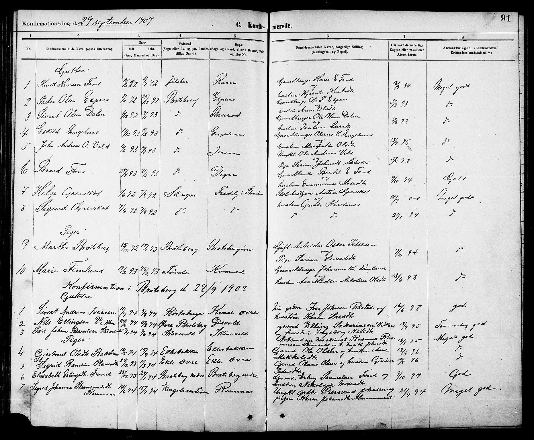 Ministerialprotokoller, klokkerbøker og fødselsregistre - Sør-Trøndelag, SAT/A-1456/608/L0341: Parish register (copy) no. 608C07, 1890-1912, p. 91