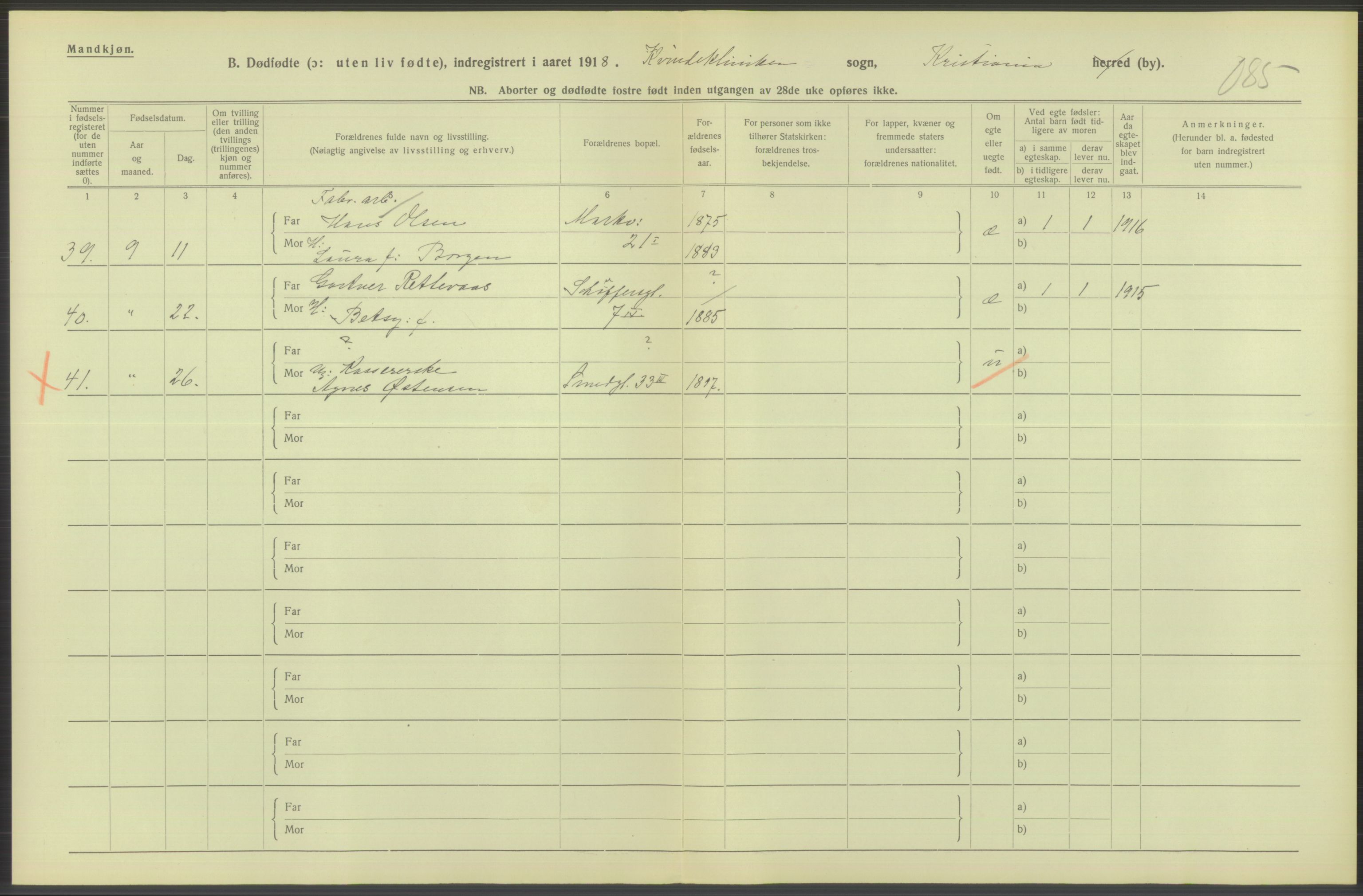 Statistisk sentralbyrå, Sosiodemografiske emner, Befolkning, AV/RA-S-2228/D/Df/Dfb/Dfbh/L0011: Kristiania: Døde, dødfødte, 1918, p. 664