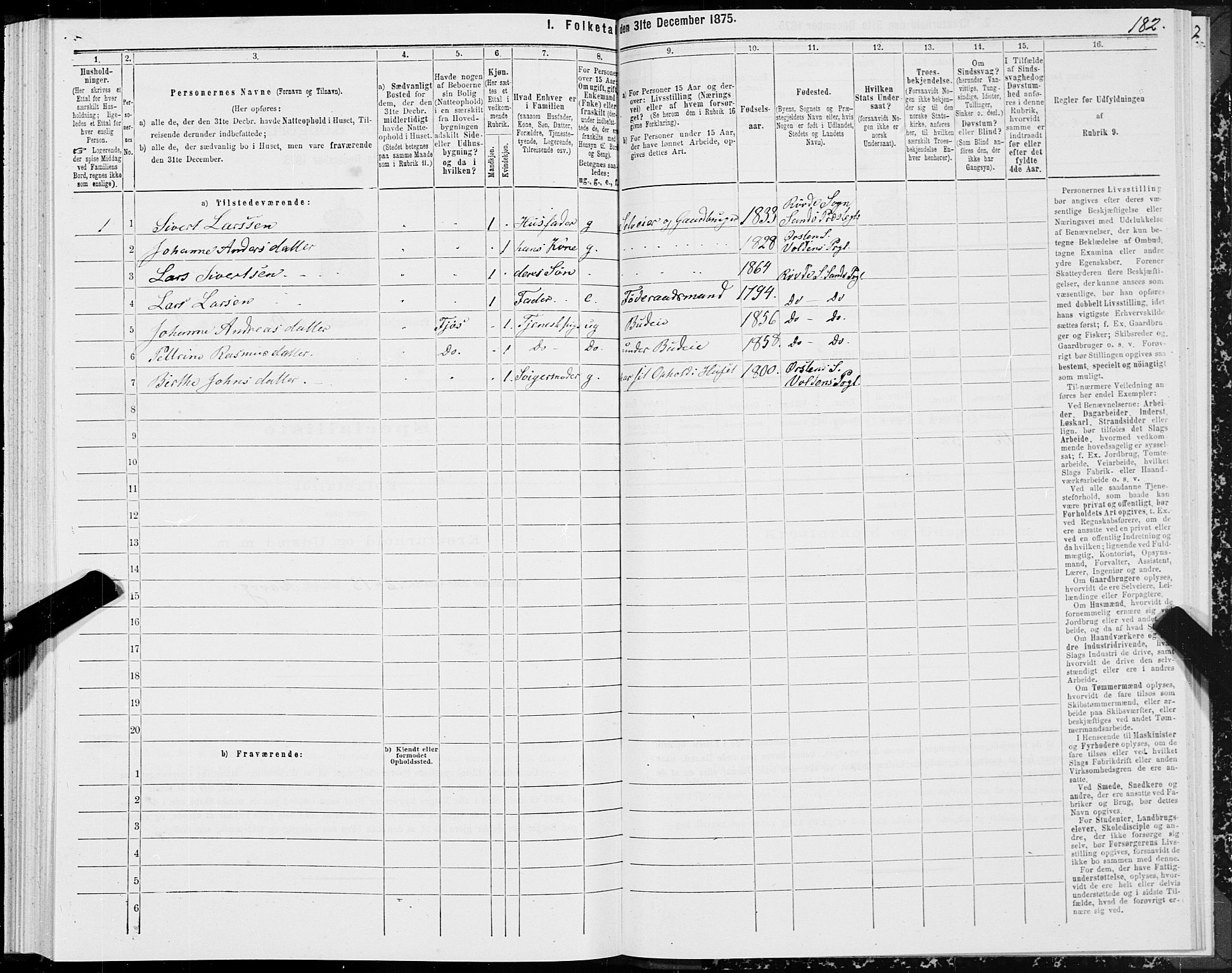 SAT, 1875 census for 1514P Sande, 1875, p. 4182