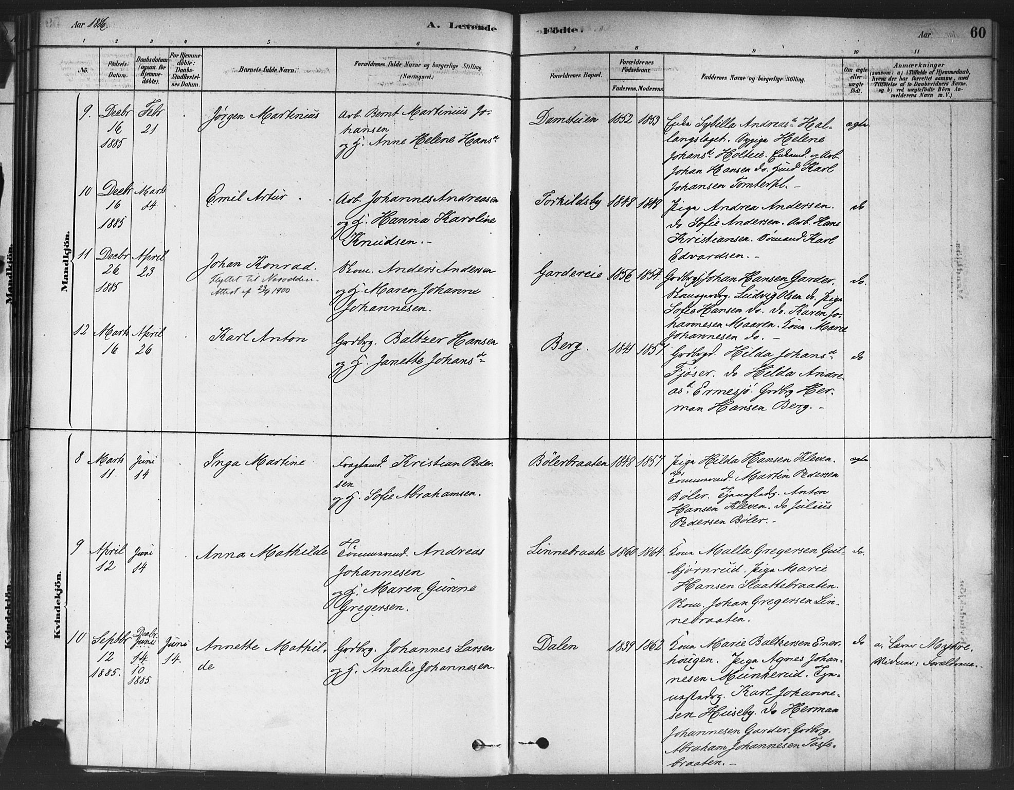 Drøbak prestekontor Kirkebøker, SAO/A-10142a/F/Fc/L0002: Parish register (official) no. III 2, 1878-1891, p. 60