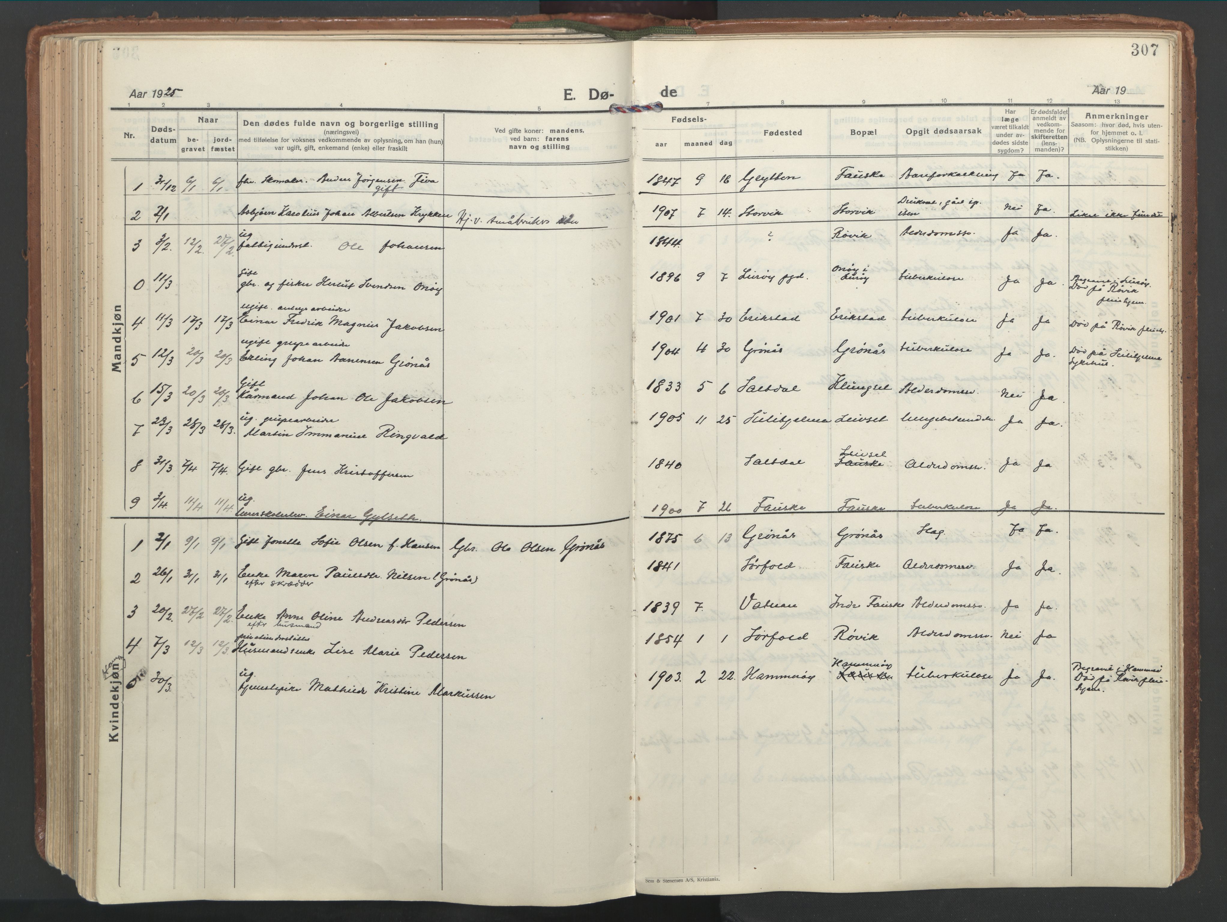 Ministerialprotokoller, klokkerbøker og fødselsregistre - Nordland, AV/SAT-A-1459/849/L0699: Parish register (official) no. 849A10, 1924-1937, p. 307