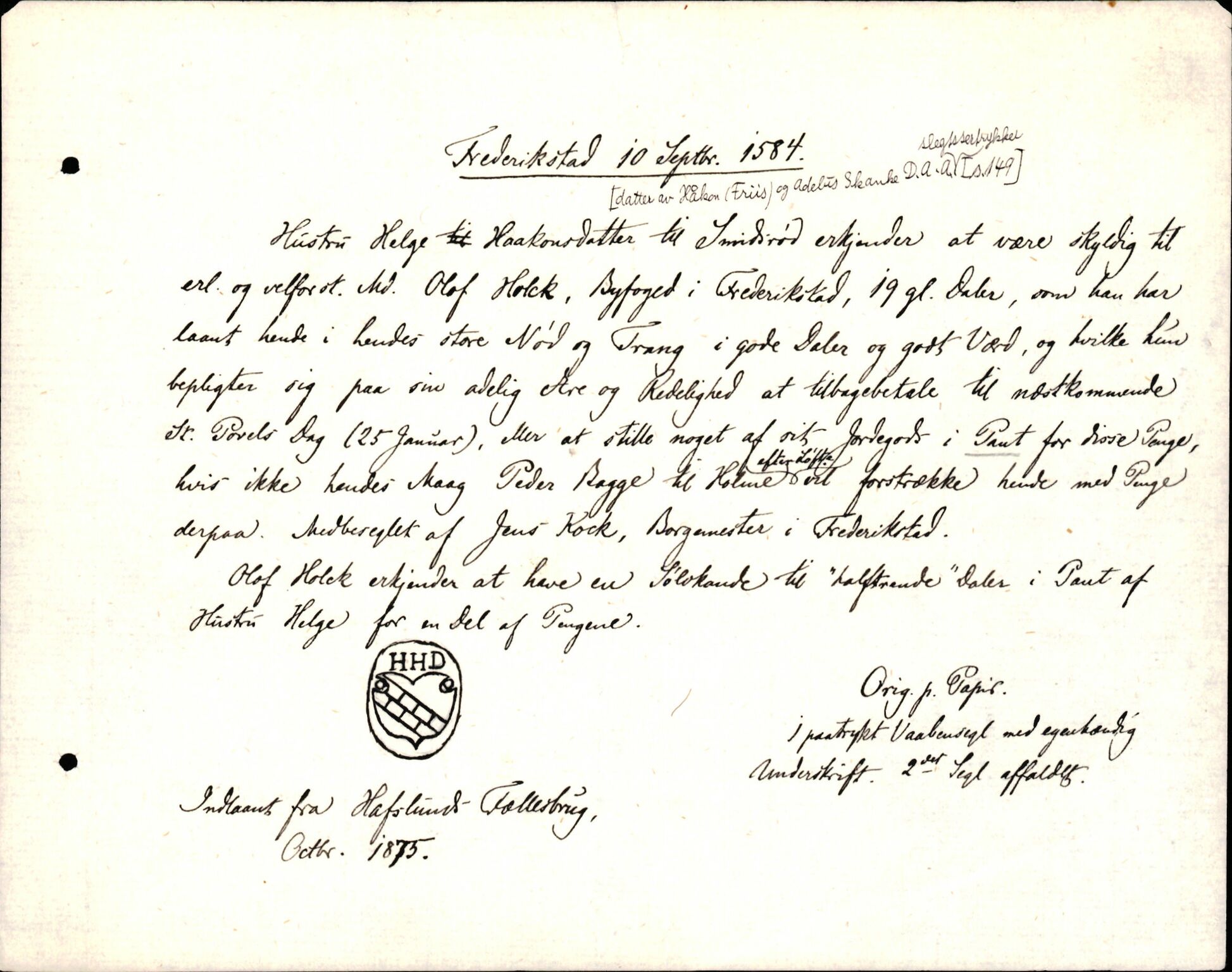 Riksarkivets diplomsamling, AV/RA-EA-5965/F35/F35d/L0001: Innlånte diplomer, seddelregister, 1316-1591, p. 549