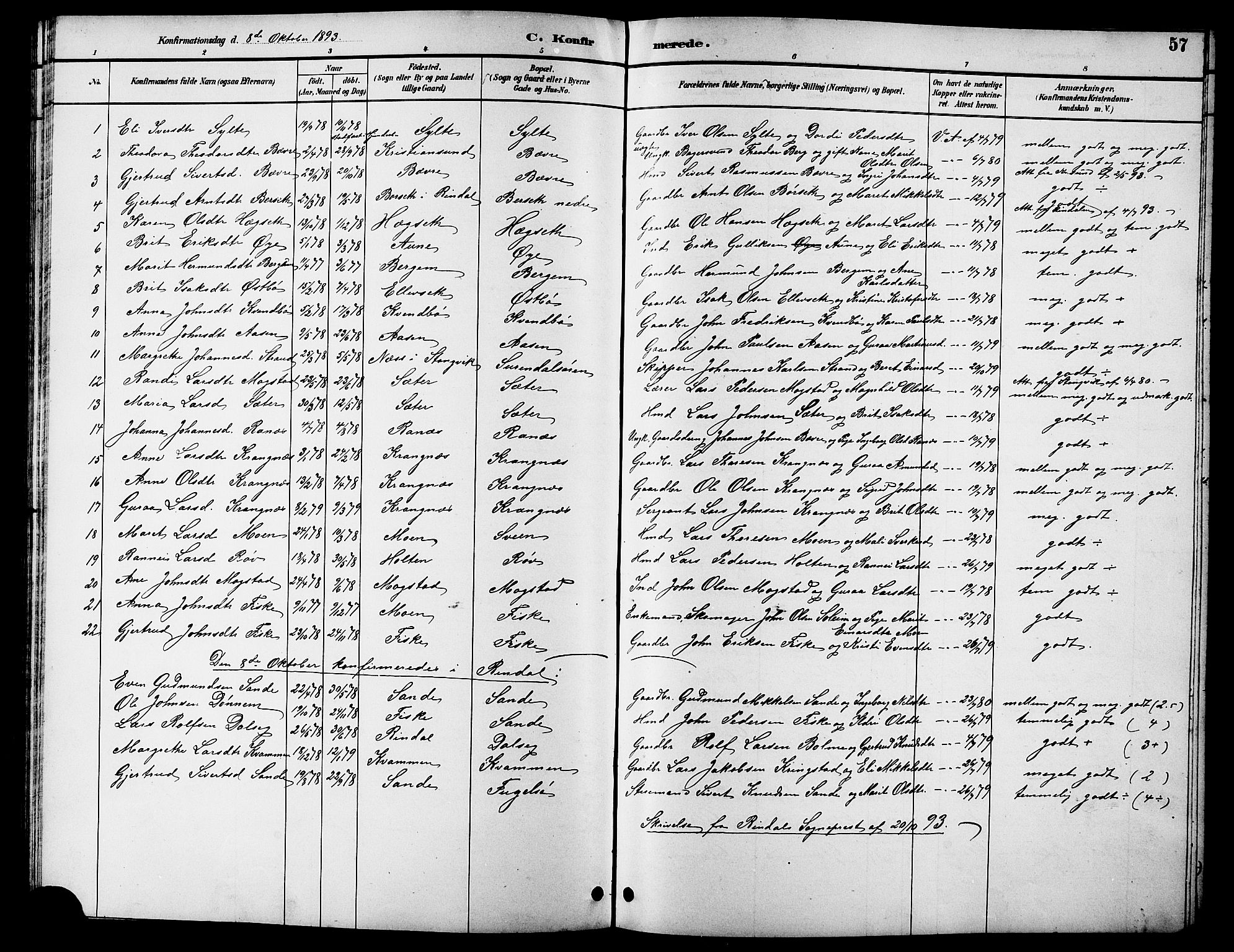 Ministerialprotokoller, klokkerbøker og fødselsregistre - Møre og Romsdal, AV/SAT-A-1454/596/L1058: Parish register (copy) no. 596C01, 1891-1907, p. 57