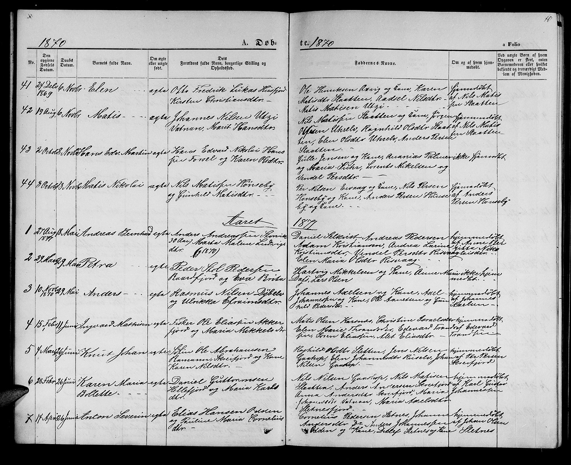 Hammerfest sokneprestkontor, SATØ/S-1347/H/Hb/L0005.klokk: Parish register (copy) no. 5, 1869-1884, p. 10