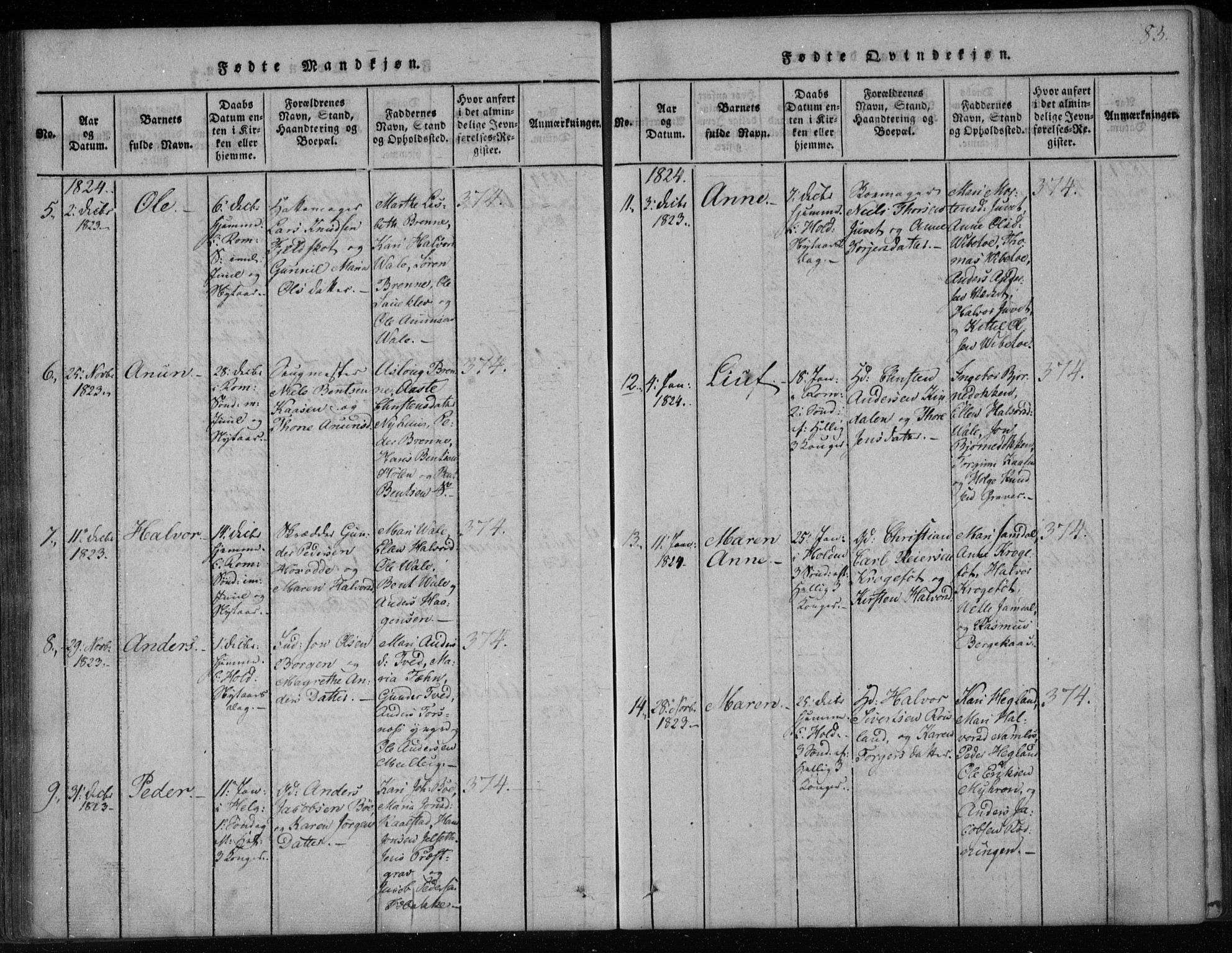 Holla kirkebøker, AV/SAKO-A-272/F/Fa/L0003: Parish register (official) no. 3, 1815-1830, p. 83