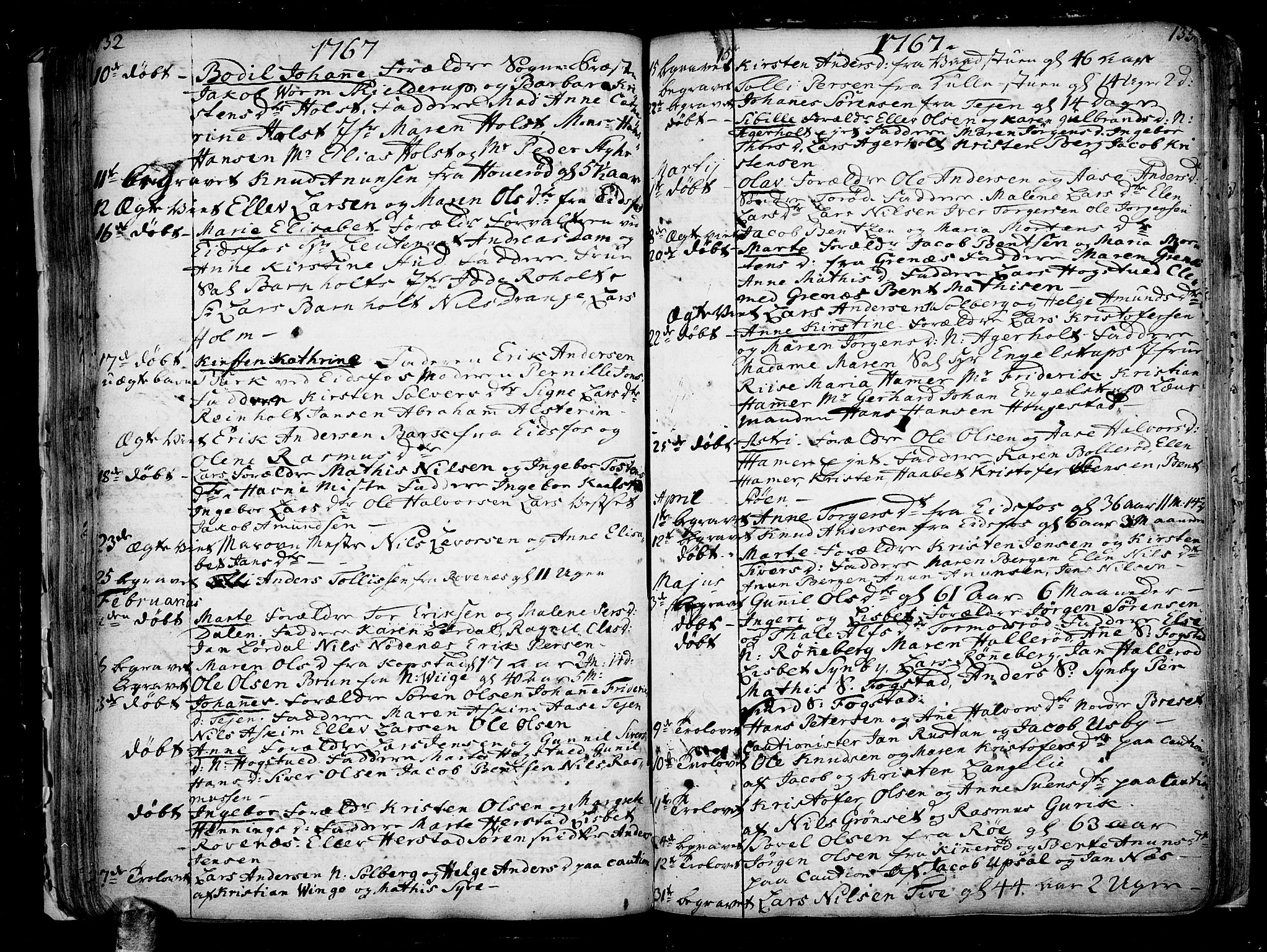 Hof kirkebøker, AV/SAKO-A-64/F/Fa/L0002: Parish register (official) no. I 2, 1746-1781, p. 132-133