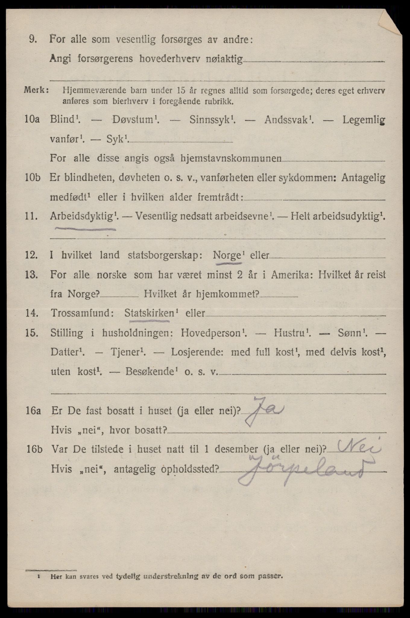 SAST, 1920 census for Strand, 1920, p. 3547