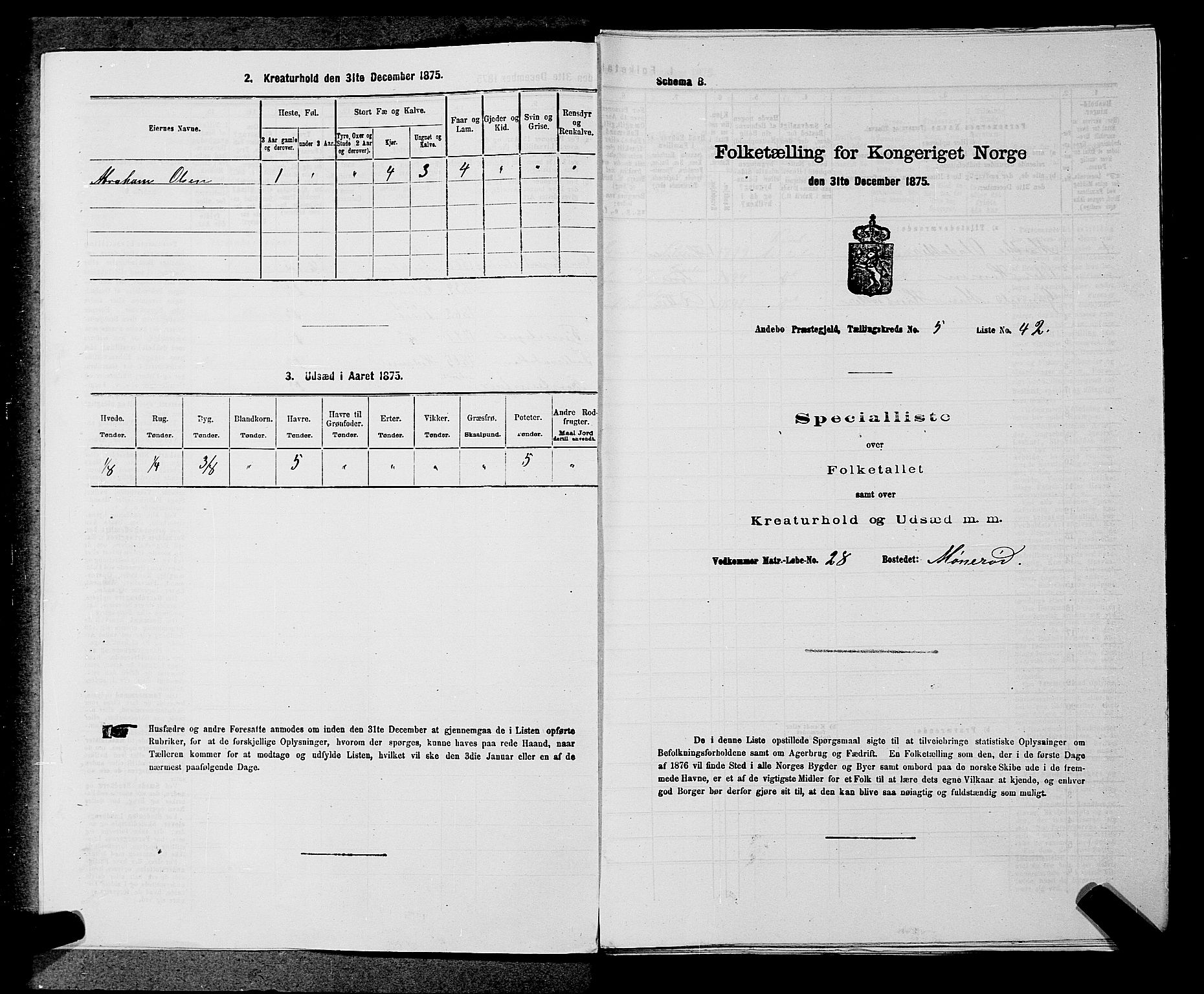 SAKO, 1875 census for 0719P Andebu, 1875, p. 457