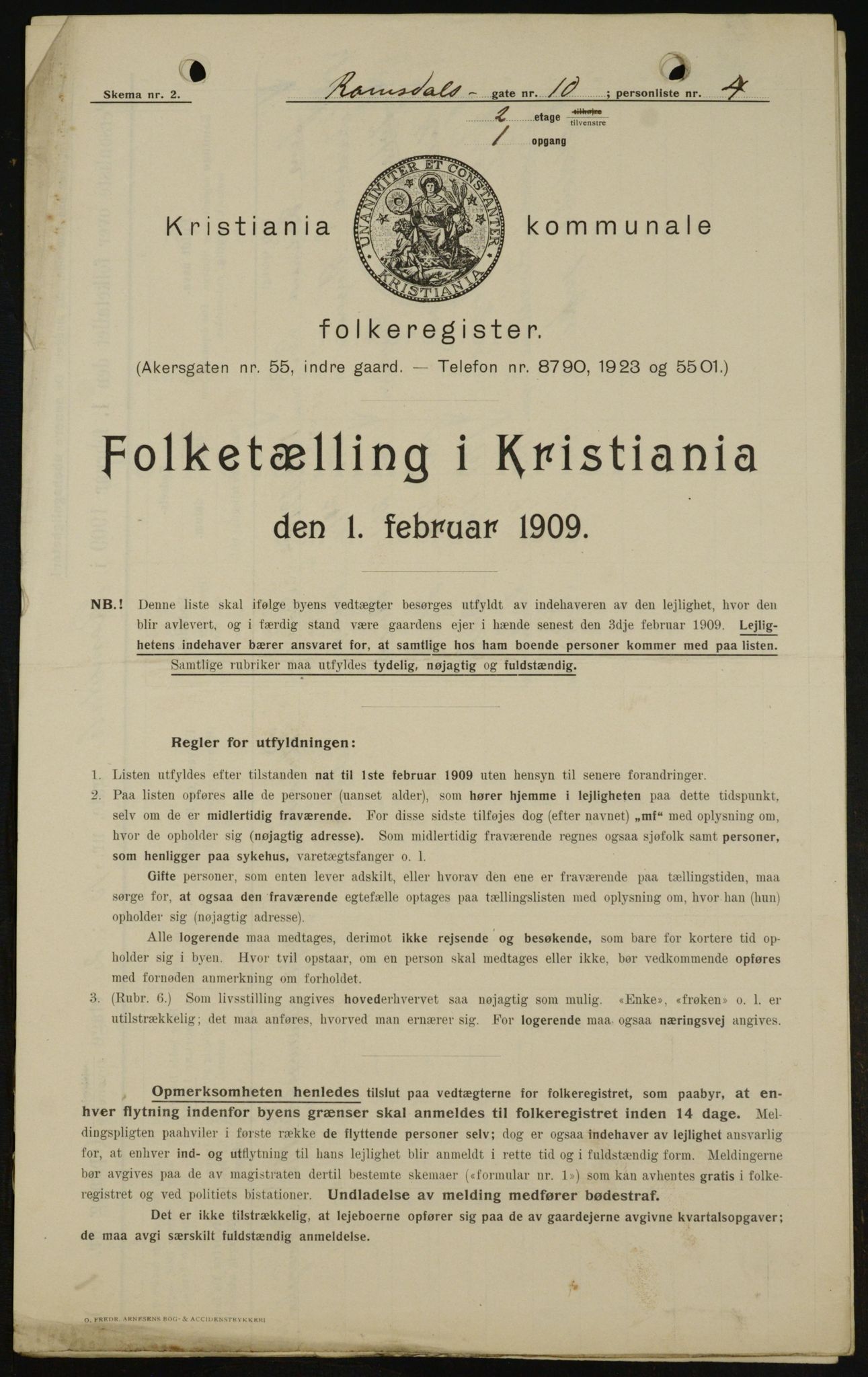 OBA, Municipal Census 1909 for Kristiania, 1909, p. 75571