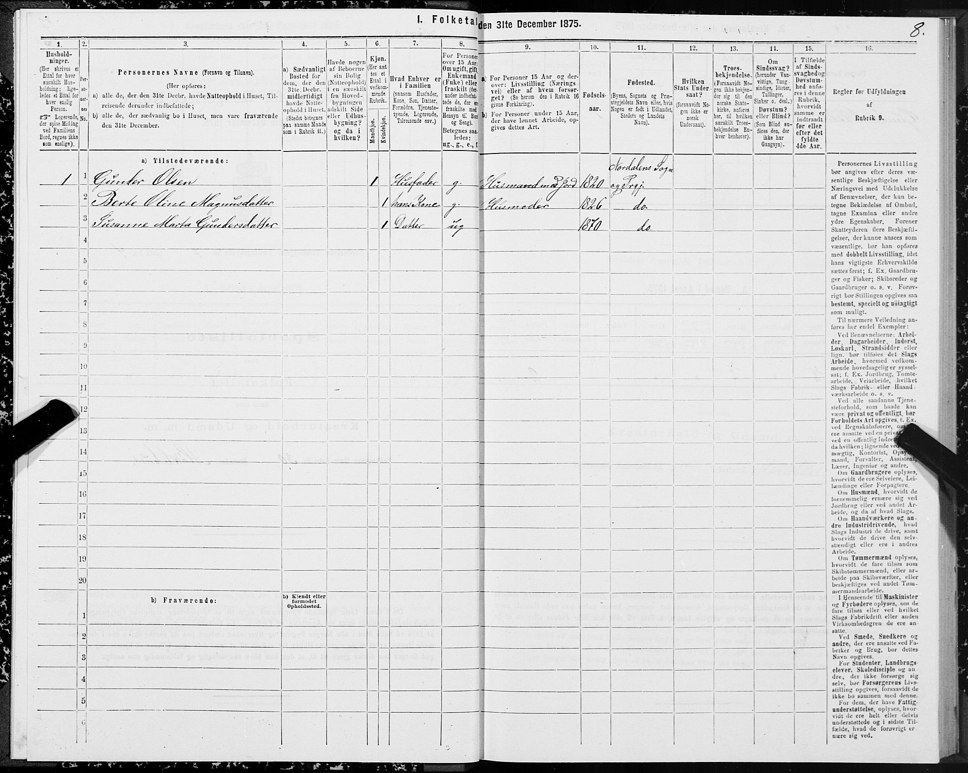 SAT, 1875 census for 1524P Norddal, 1875, p. 4008