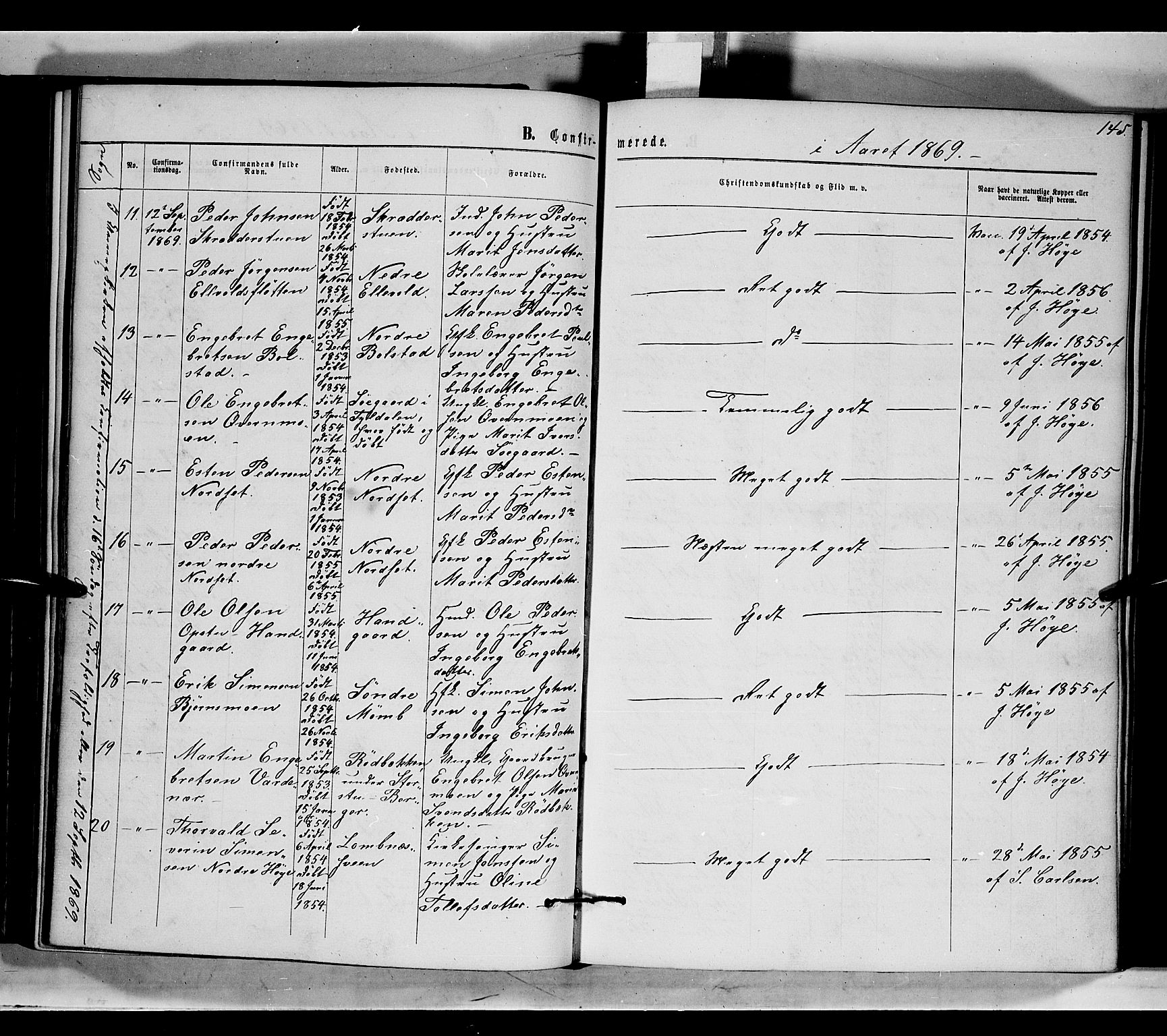 Rendalen prestekontor, AV/SAH-PREST-054/H/Ha/Haa/L0006: Parish register (official) no. 6, 1867-1877, p. 145