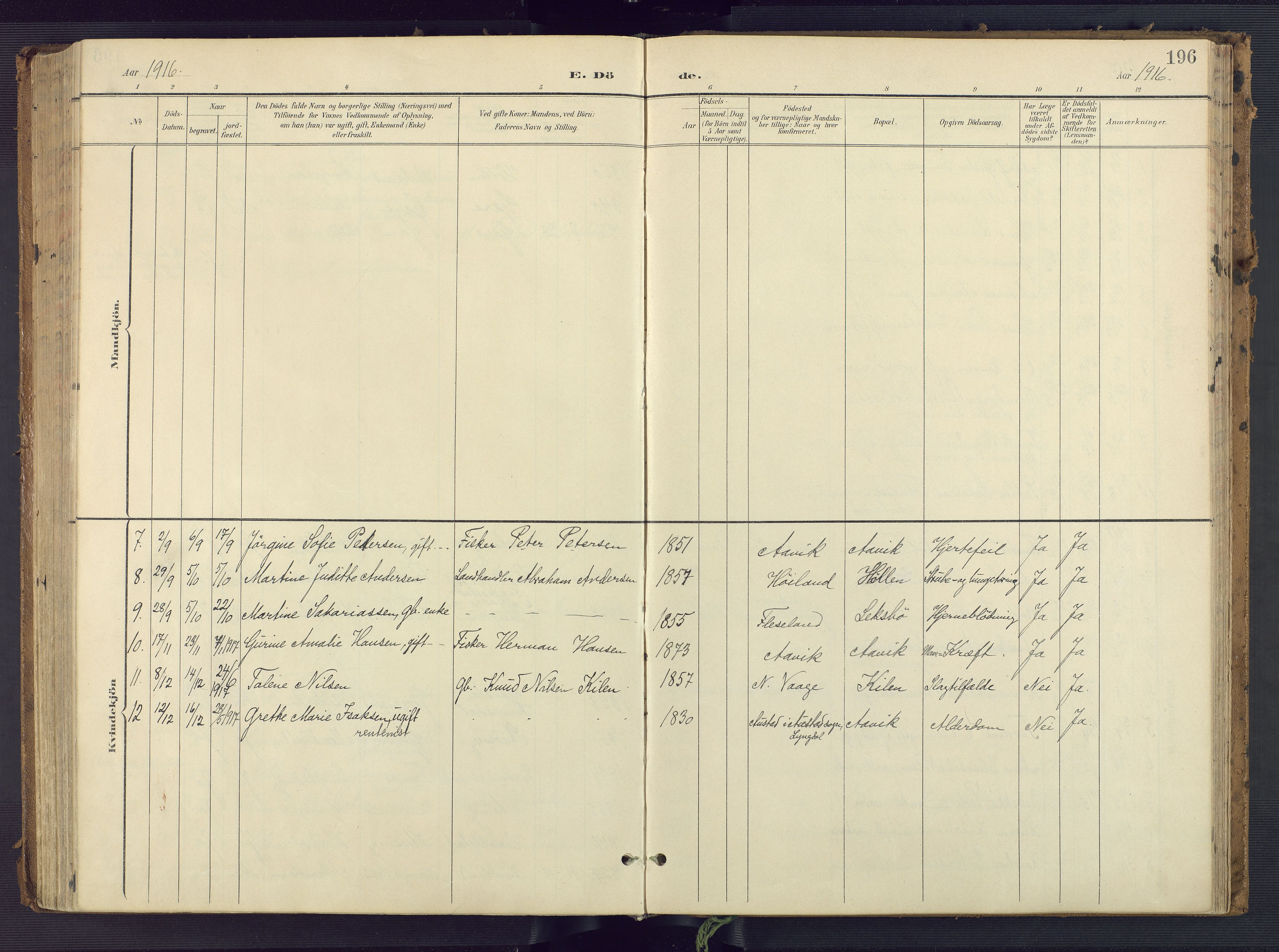 Sør-Audnedal sokneprestkontor, AV/SAK-1111-0039/F/Fa/Faa/L0005: Parish register (official) no. A 5, 1900-1923, p. 196