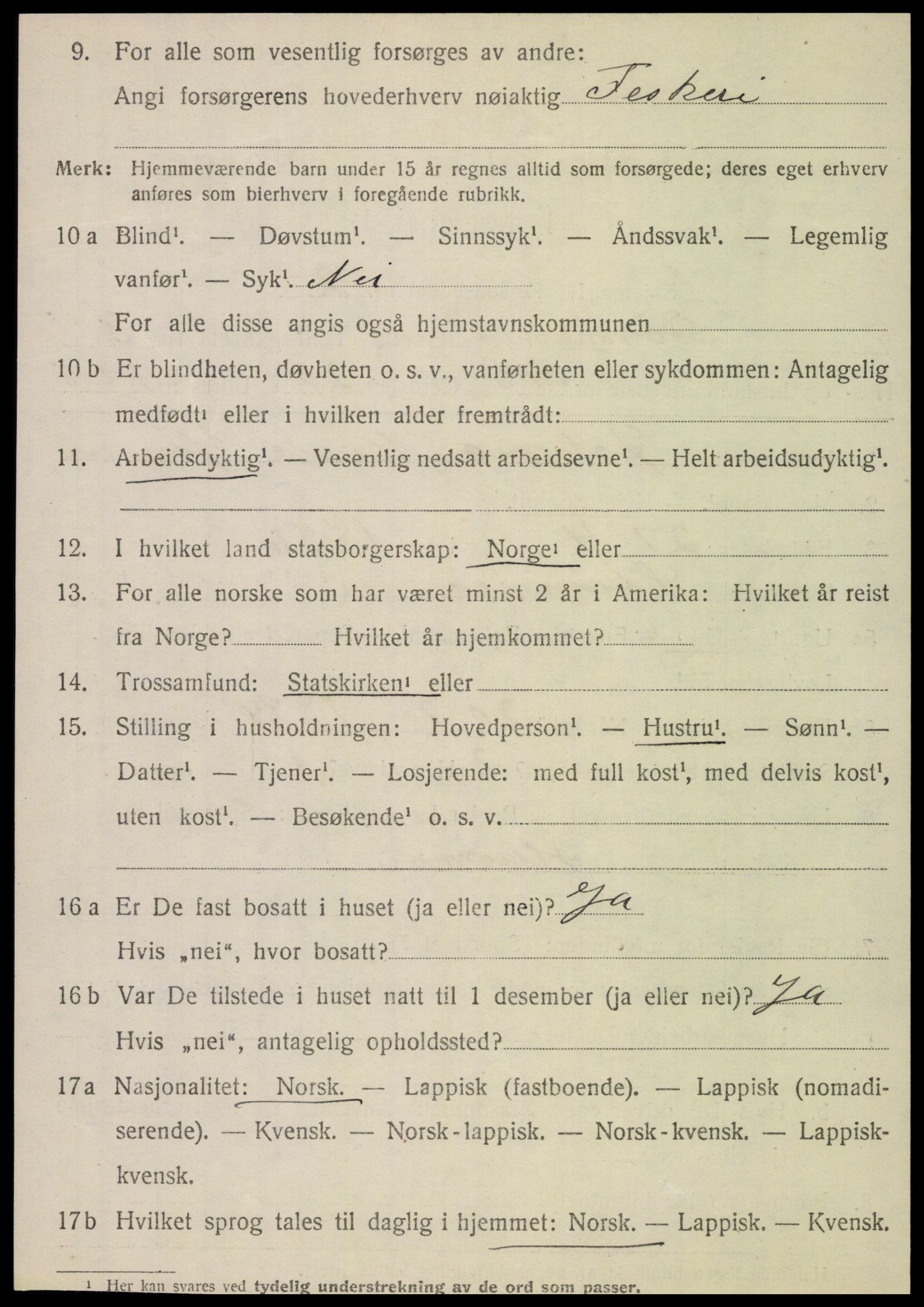 SAT, 1920 census for Dønnes, 1920, p. 2149