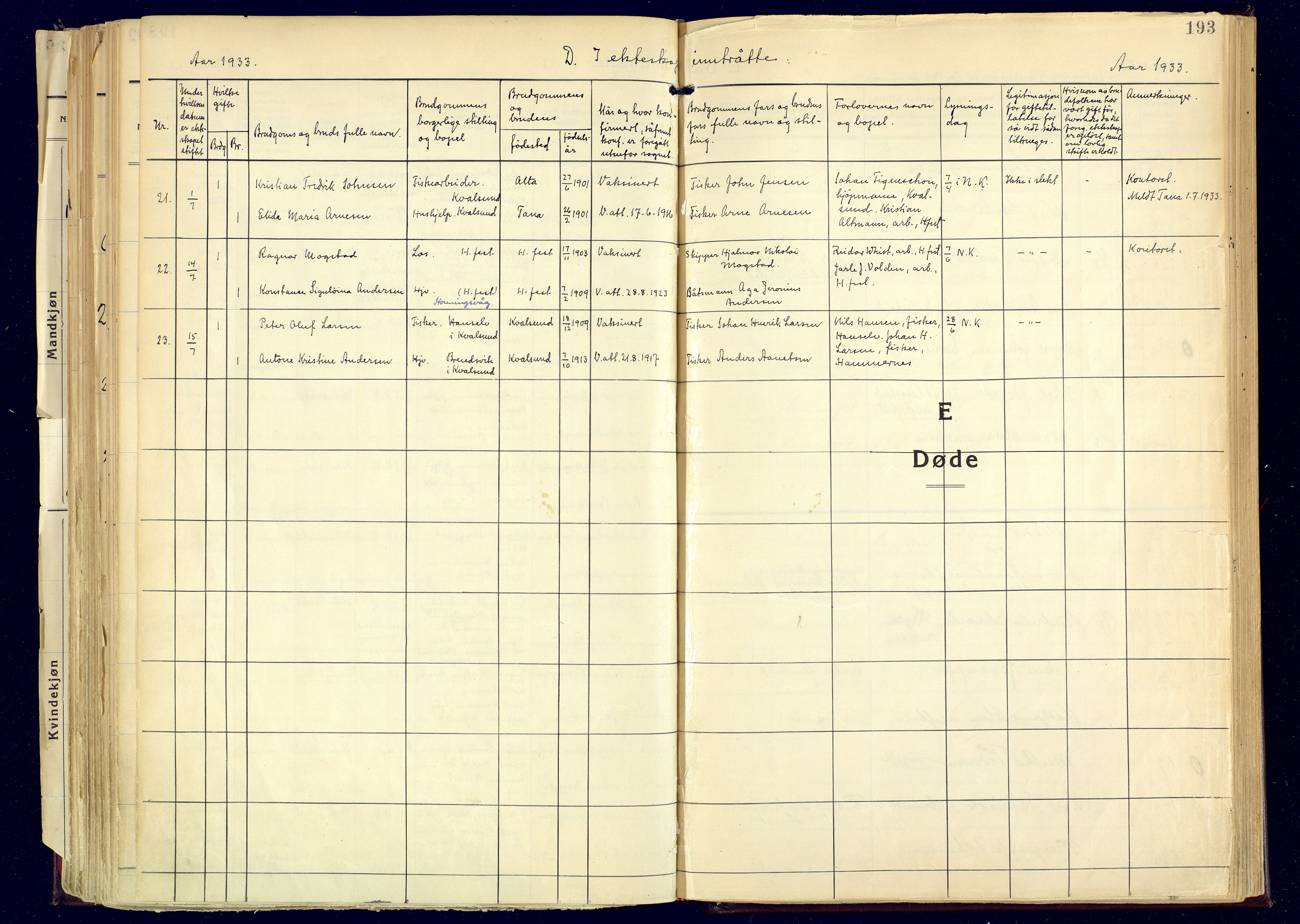 Hammerfest sokneprestkontor, AV/SATØ-S-1347/H/Ha/L0017.kirke: Parish register (official) no. 17, 1923-1933, p. 193