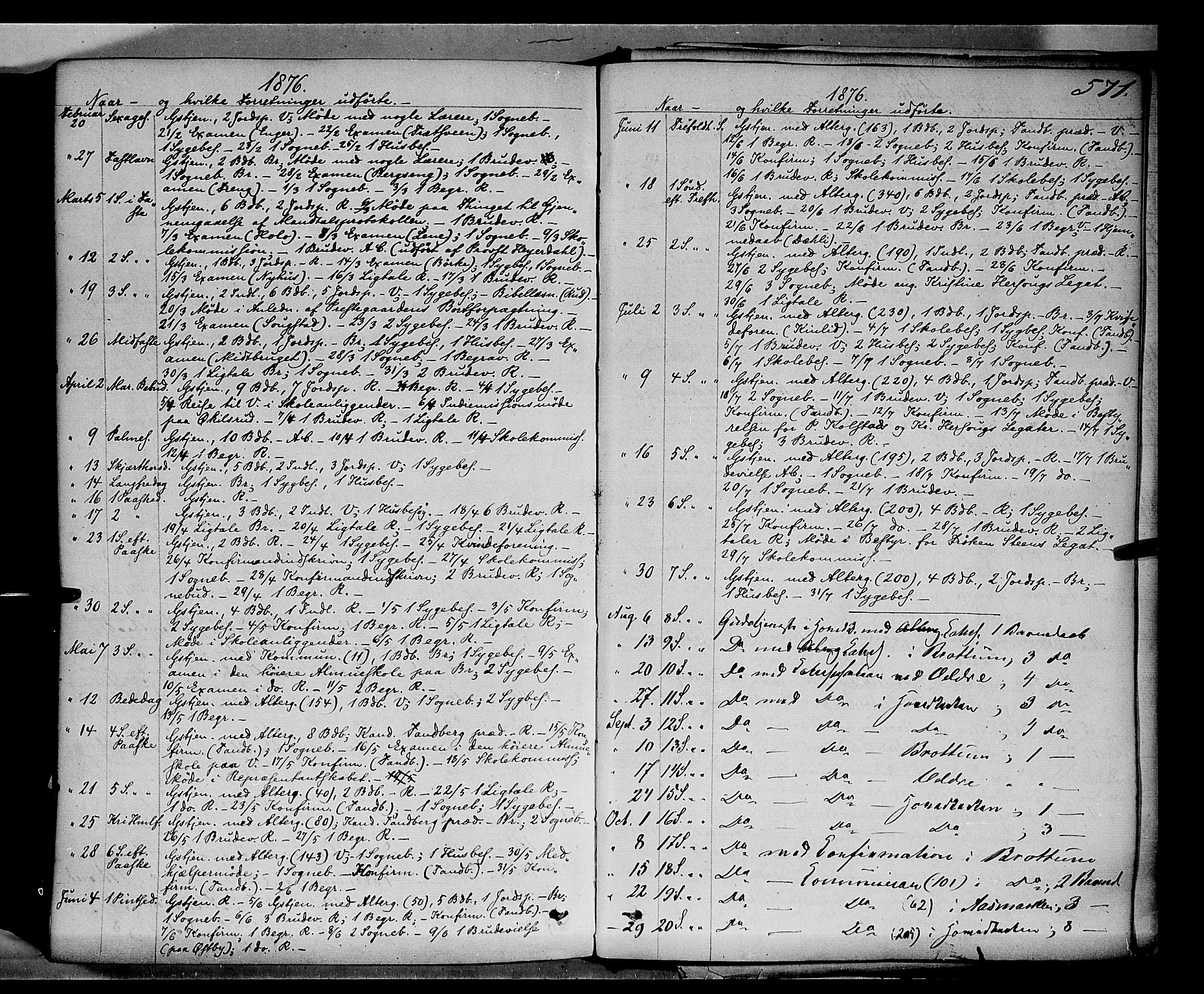 Ringsaker prestekontor, AV/SAH-PREST-014/K/Ka/L0011: Parish register (official) no. 11, 1870-1878, p. 571