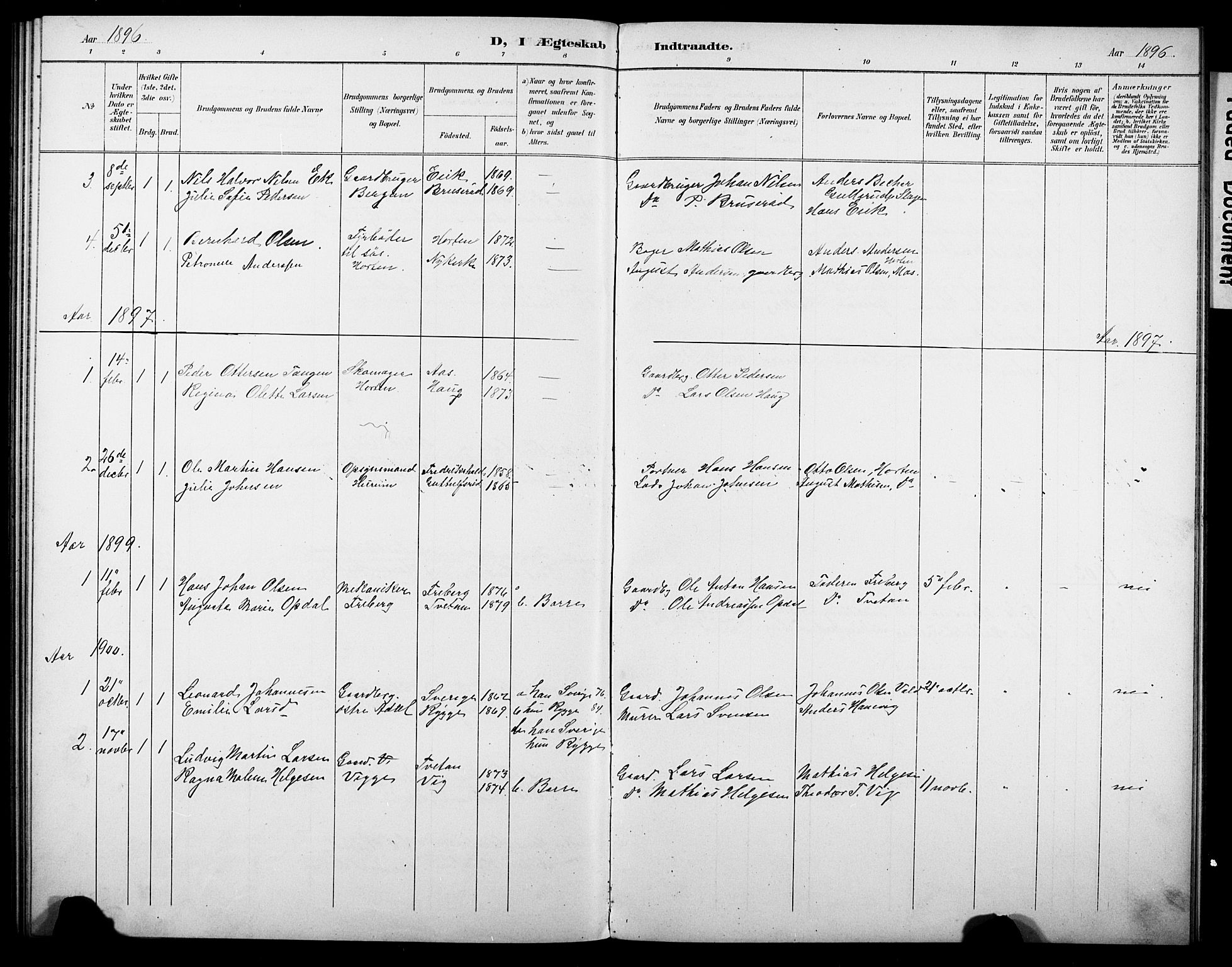 Borre kirkebøker, AV/SAKO-A-338/G/Gb/L0003: Parish register (copy) no. II 3, 1893-1905