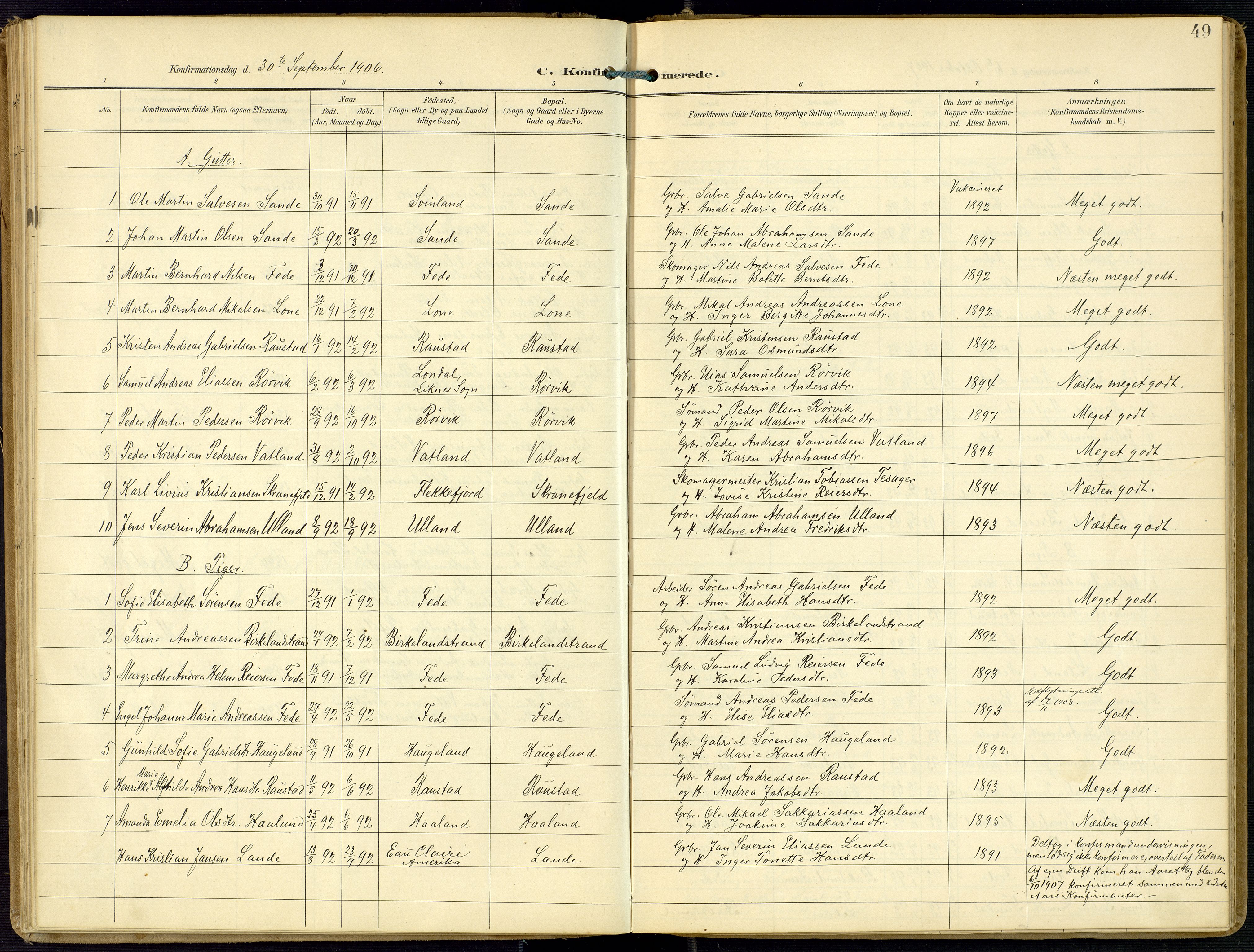 Kvinesdal sokneprestkontor, SAK/1111-0026/F/Fa/Faa/L0005: Parish register (official) no. A 5, 1898-1915, p. 49
