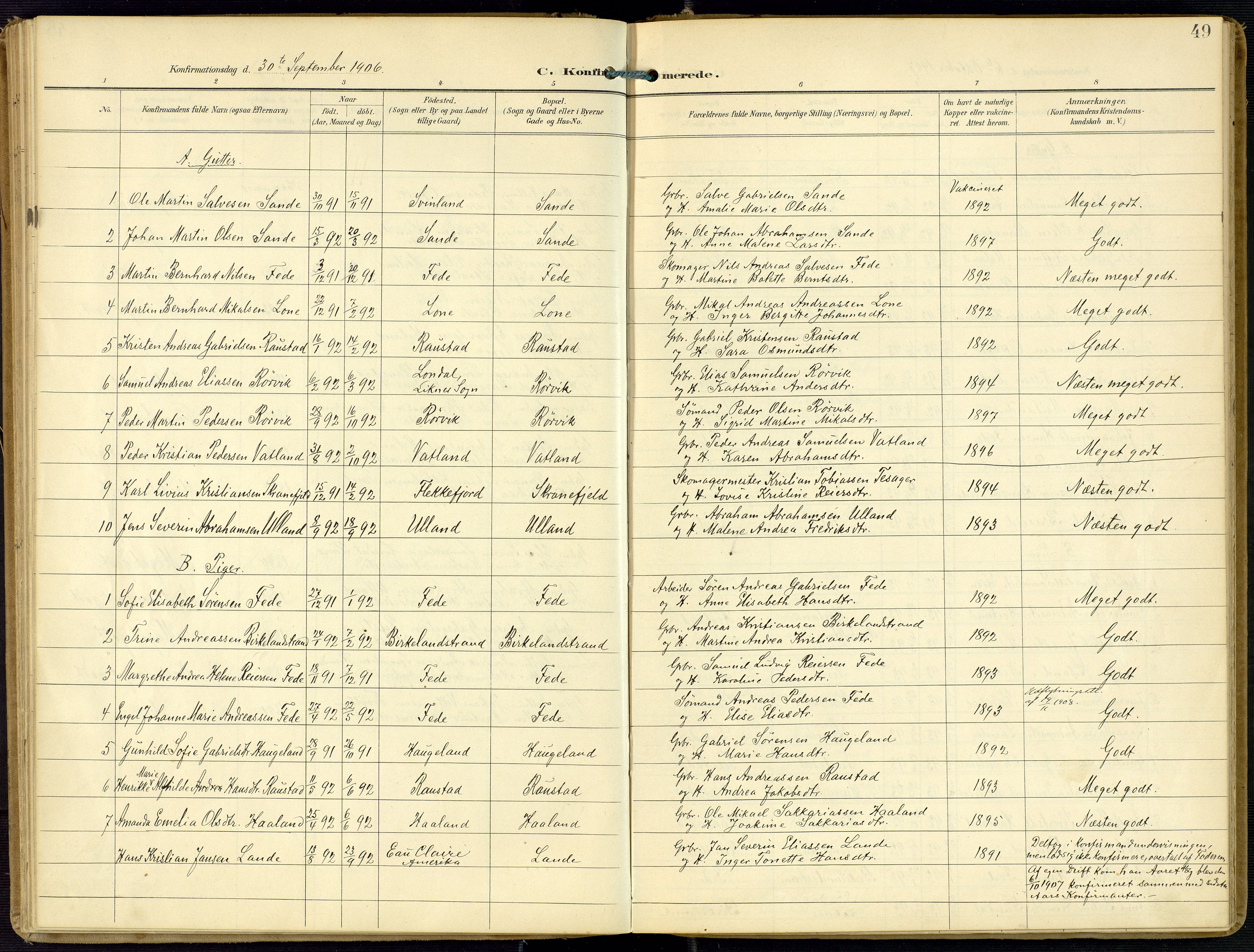 Kvinesdal sokneprestkontor, AV/SAK-1111-0026/F/Fa/Faa/L0005: Parish register (official) no. A 5, 1898-1915, p. 49