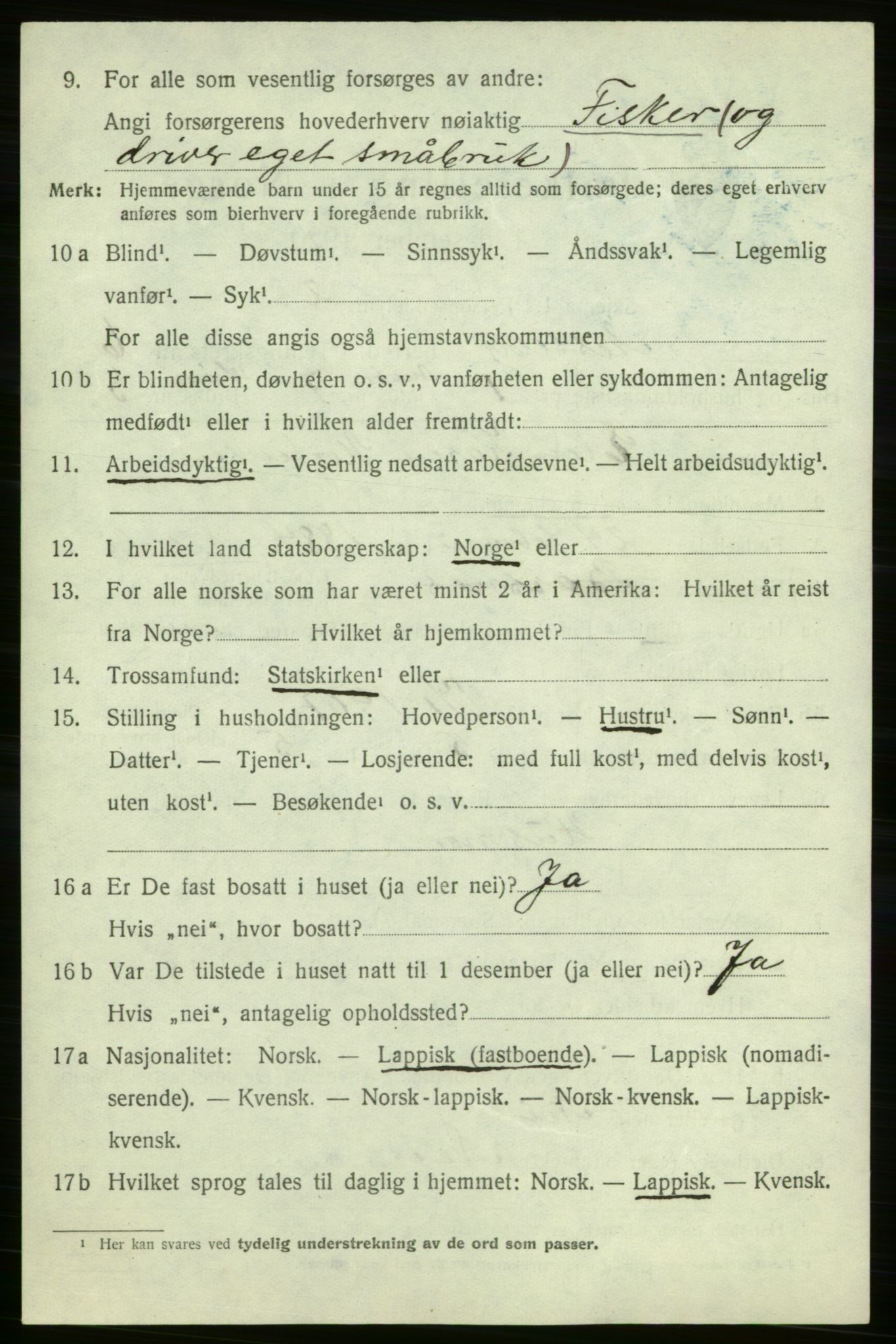 SATØ, 1920 census for Nesseby, 1920, p. 2457