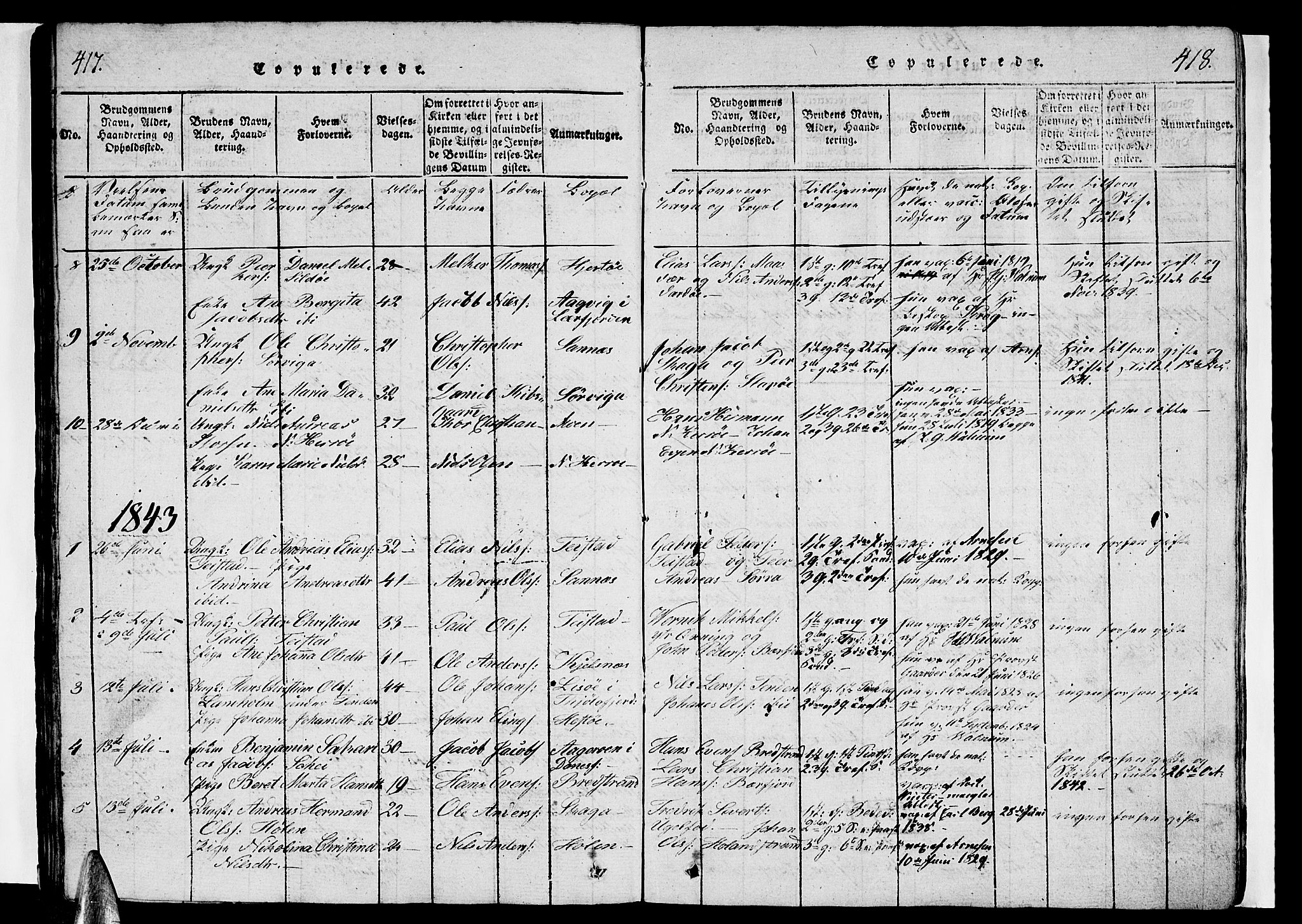 Ministerialprotokoller, klokkerbøker og fødselsregistre - Nordland, AV/SAT-A-1459/834/L0510: Parish register (copy) no. 834C01, 1820-1847, p. 417-418