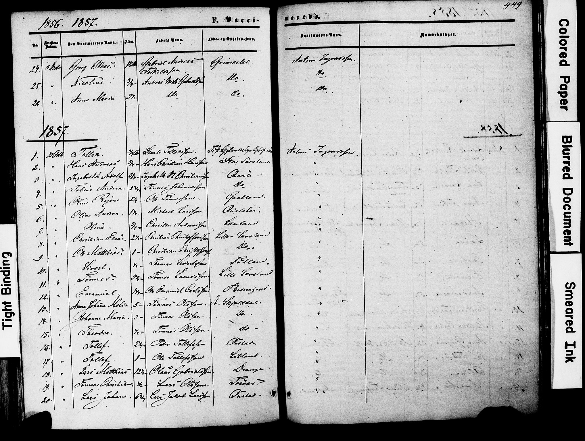 Herad sokneprestkontor, AV/SAK-1111-0018/F/Fa/Faa/L0005: Parish register (official) no. A 5, 1853-1886, p. 449