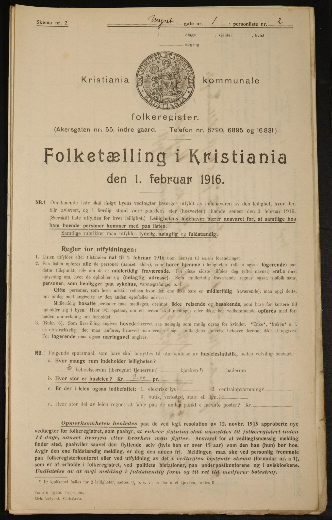 OBA, Municipal Census 1916 for Kristiania, 1916, p. 70018