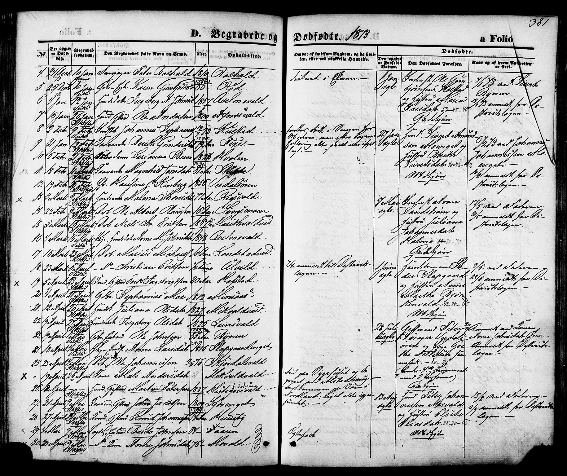 Ministerialprotokoller, klokkerbøker og fødselsregistre - Nord-Trøndelag, SAT/A-1458/723/L0242: Parish register (official) no. 723A11, 1870-1880, p. 381