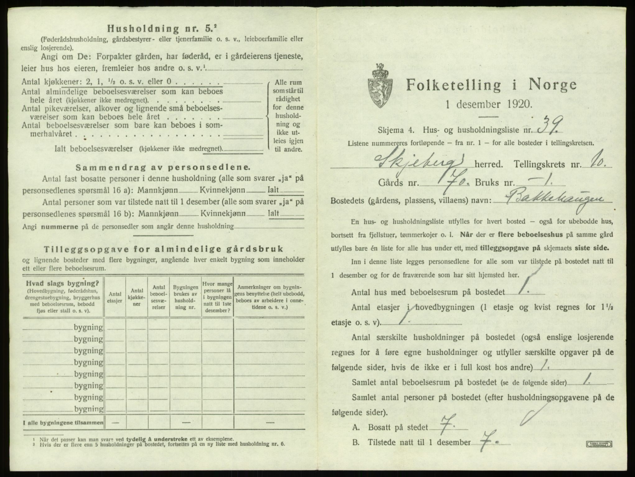 SAO, 1920 census for Skjeberg, 1920, p. 1420