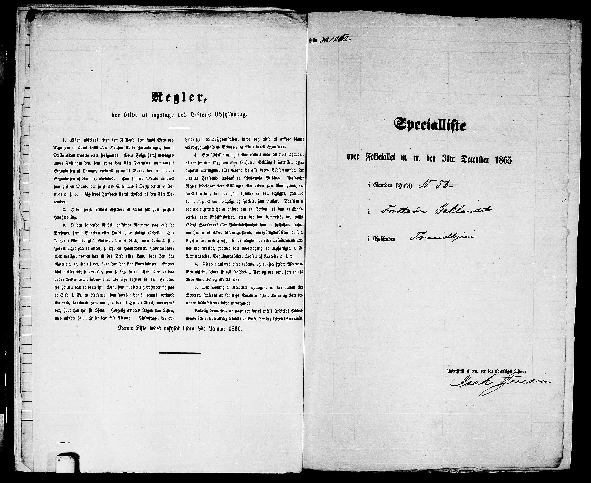 RA, 1865 census for Trondheim, 1865, p. 2603