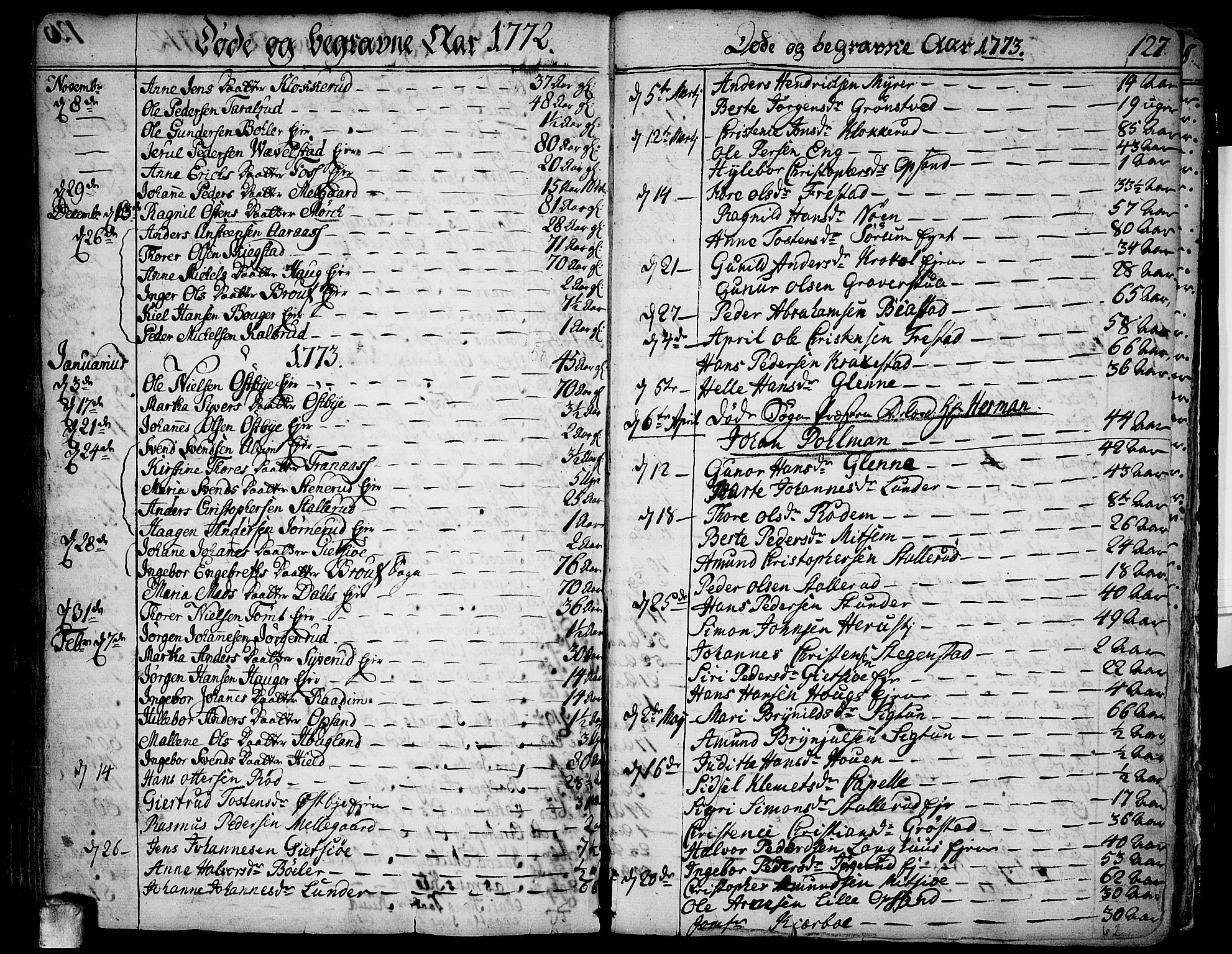 Kråkstad prestekontor Kirkebøker, SAO/A-10125a/F/Fa/L0001: Parish register (official) no. I 1, 1736-1785, p. 127