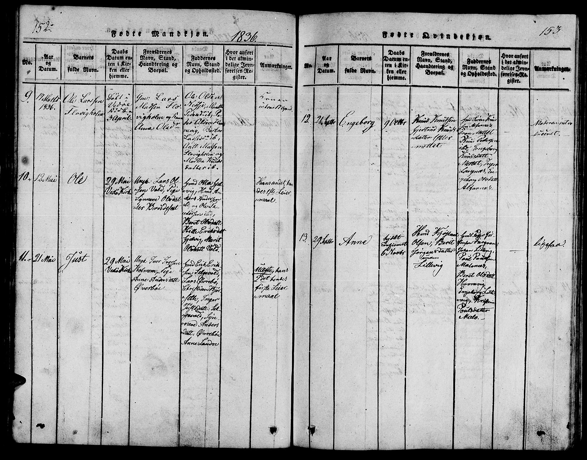 Ministerialprotokoller, klokkerbøker og fødselsregistre - Møre og Romsdal, AV/SAT-A-1454/547/L0602: Parish register (official) no. 547A04, 1818-1845, p. 152-153