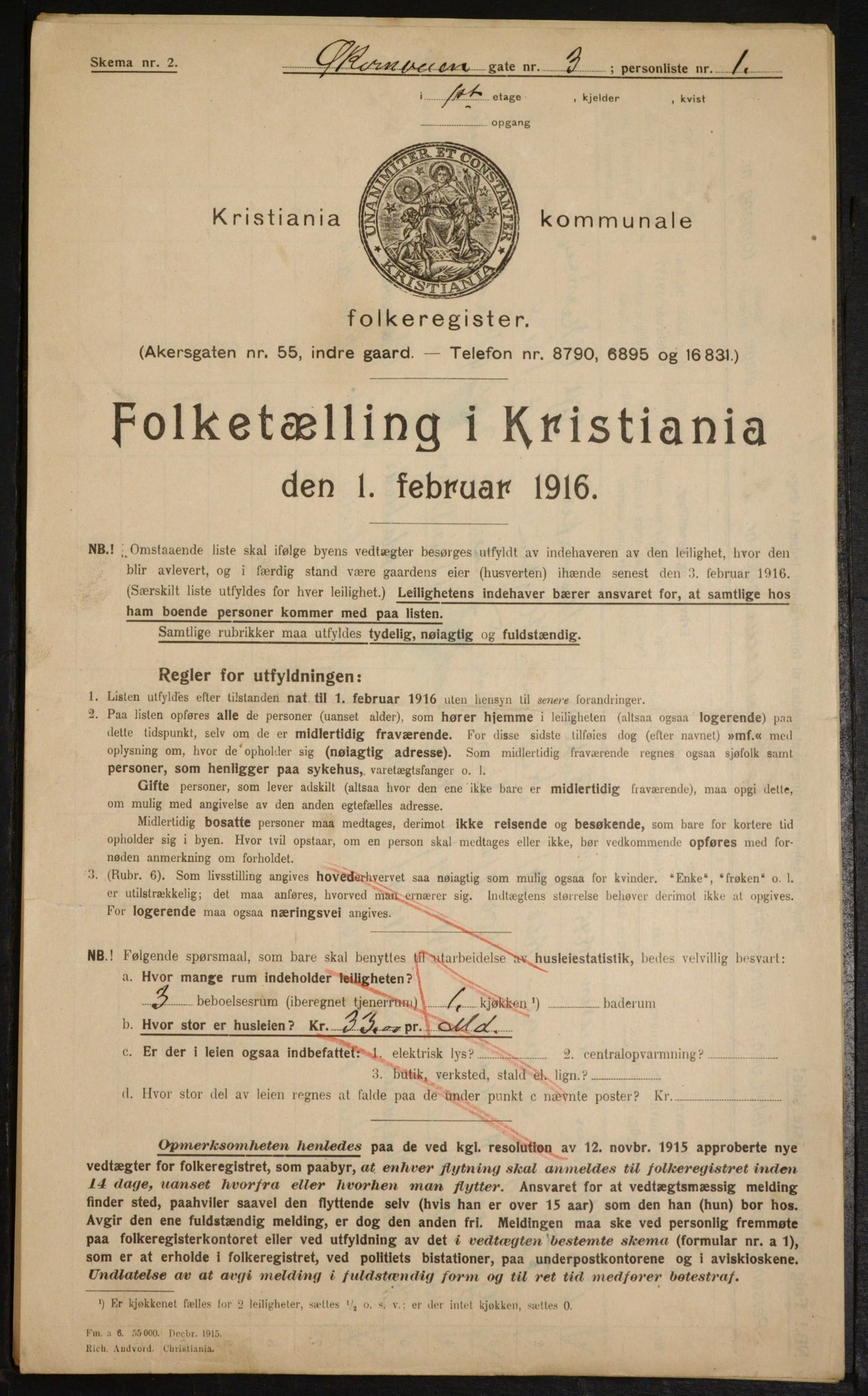 OBA, Municipal Census 1916 for Kristiania, 1916, p. 132378