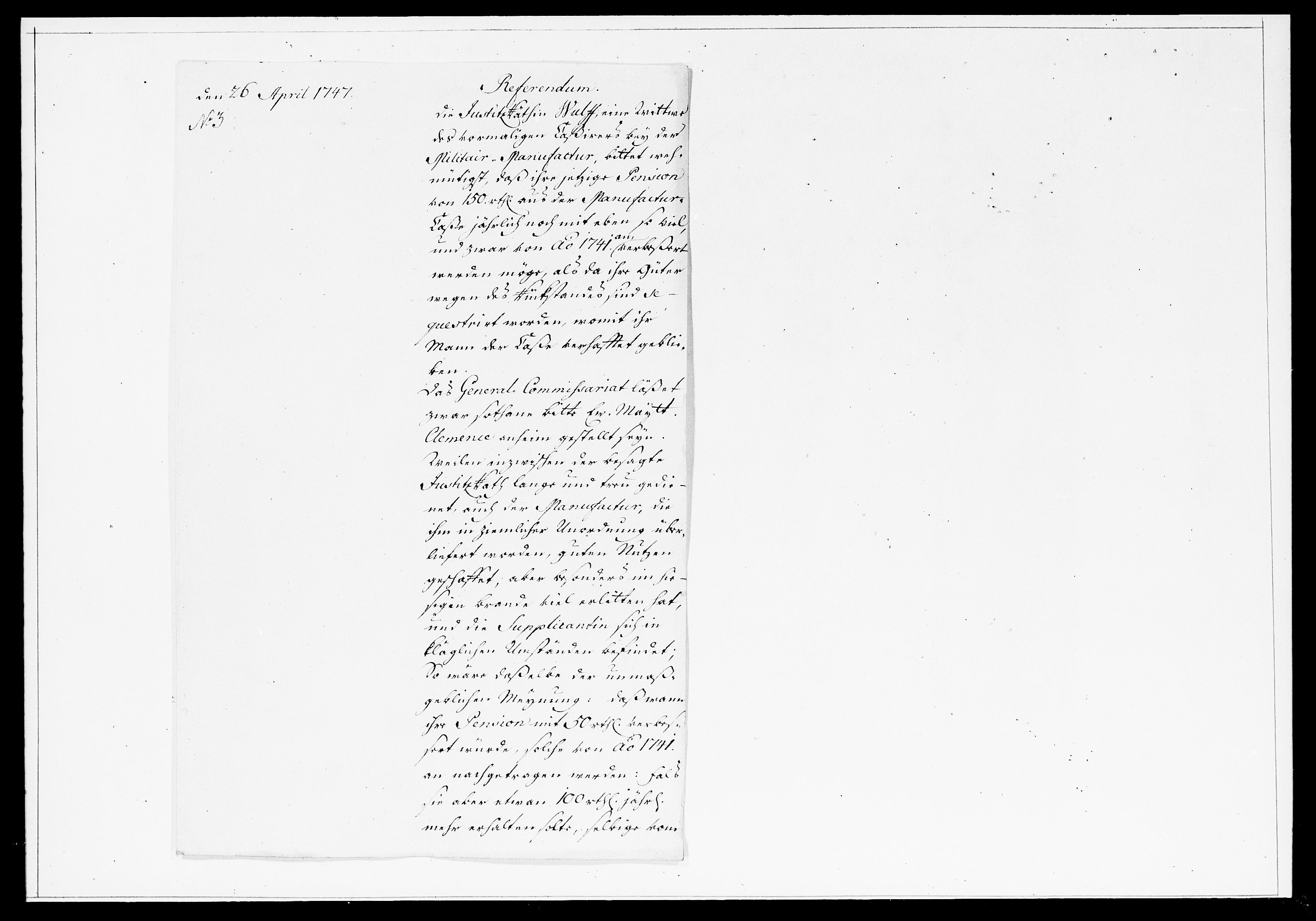 Krigskollegiet, Krigskancelliet, DRA/A-0006/-/1199-1204: Refererede sager, 1747, p. 137