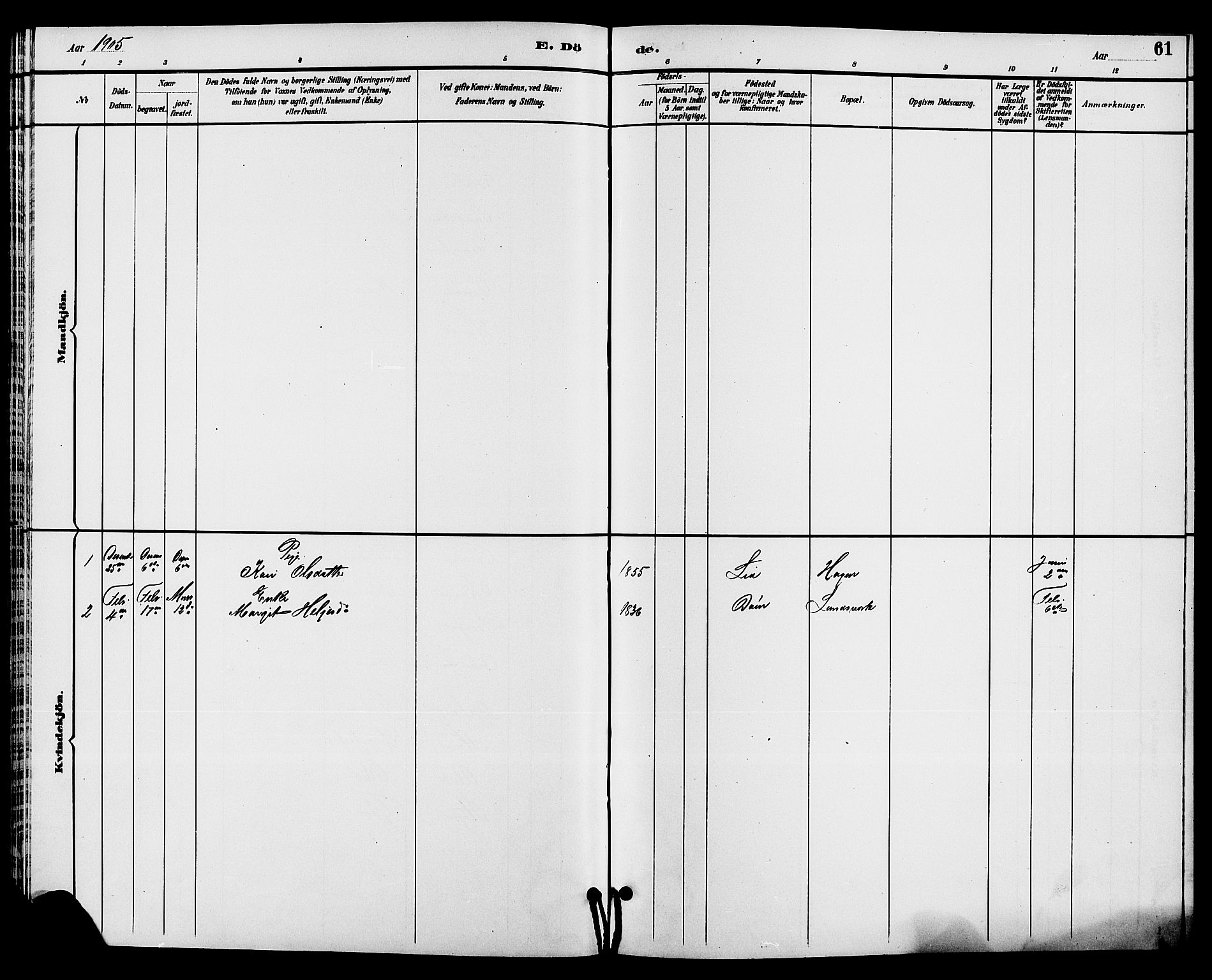 Hjartdal kirkebøker, SAKO/A-270/G/Gc/L0003: Parish register (copy) no. III 3, 1890-1907, p. 61