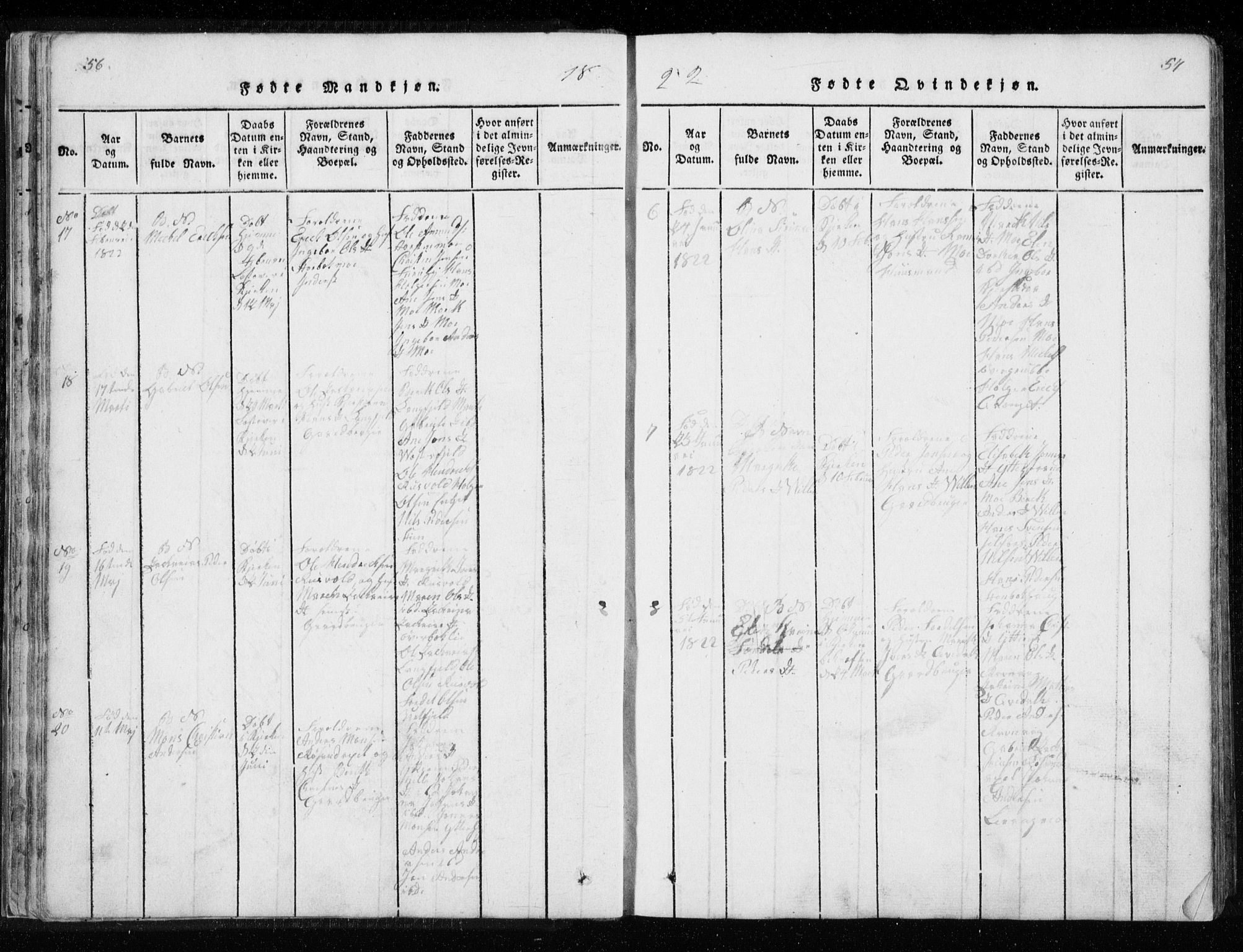 Ministerialprotokoller, klokkerbøker og fødselsregistre - Nordland, SAT/A-1459/827/L0412: Parish register (copy) no. 827C01, 1820-1841, p. 56-57