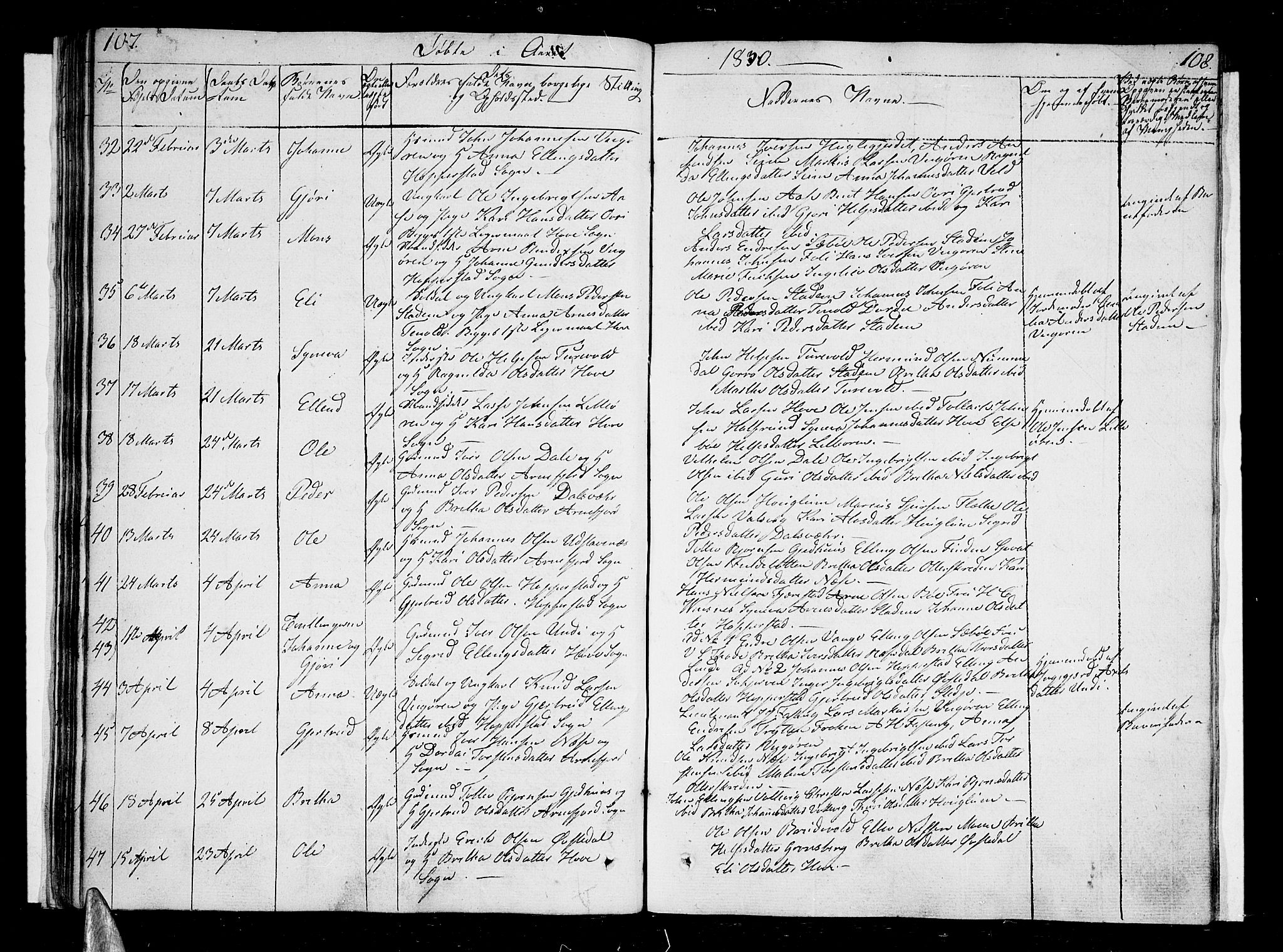 Vik sokneprestembete, SAB/A-81501: Parish register (official) no. A 6, 1821-1831, p. 107-108