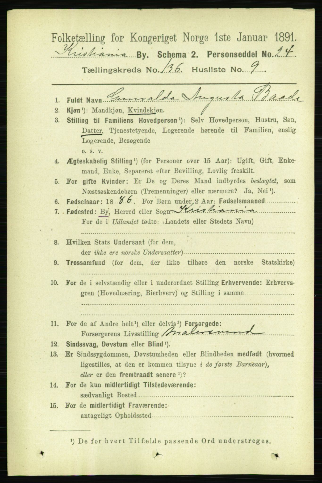 RA, 1891 census for 0301 Kristiania, 1891, p. 75494