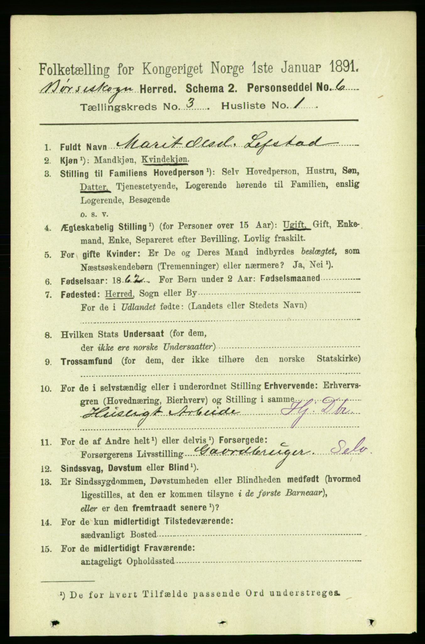 RA, 1891 census for 1657 Børseskogn, 1891, p. 1349