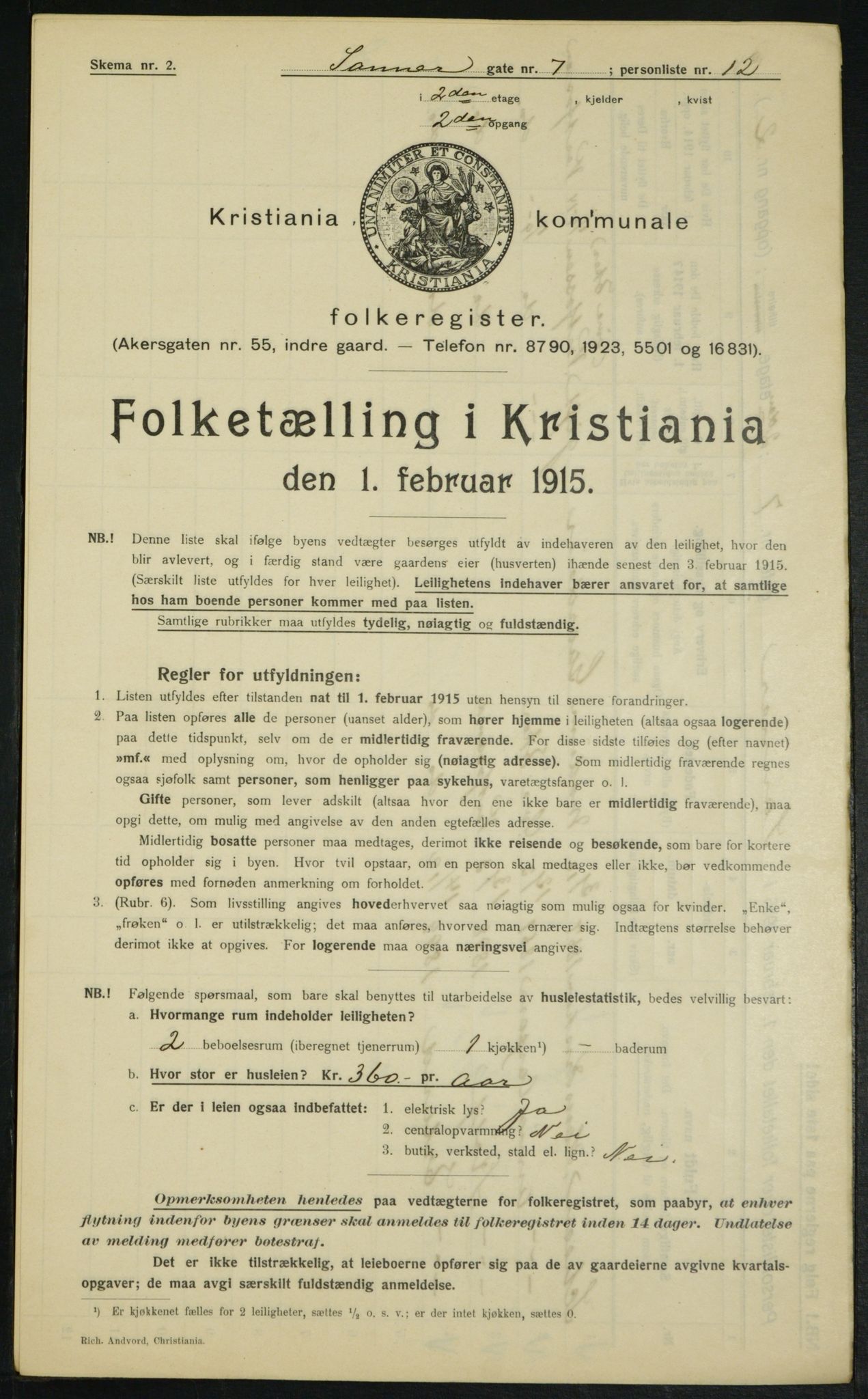 OBA, Municipal Census 1915 for Kristiania, 1915, p. 88108