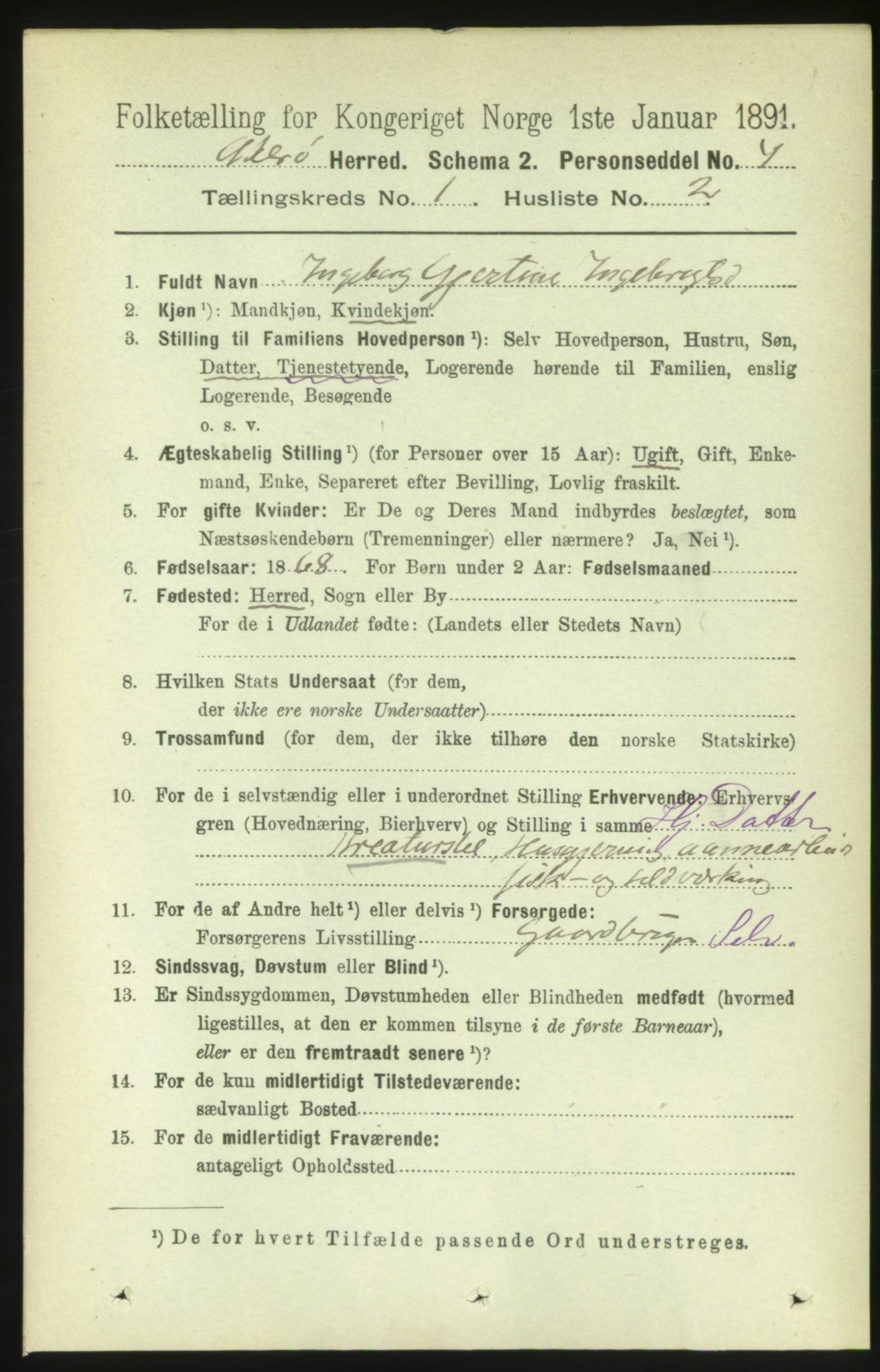 RA, 1891 census for 1545 Aukra, 1891, p. 105