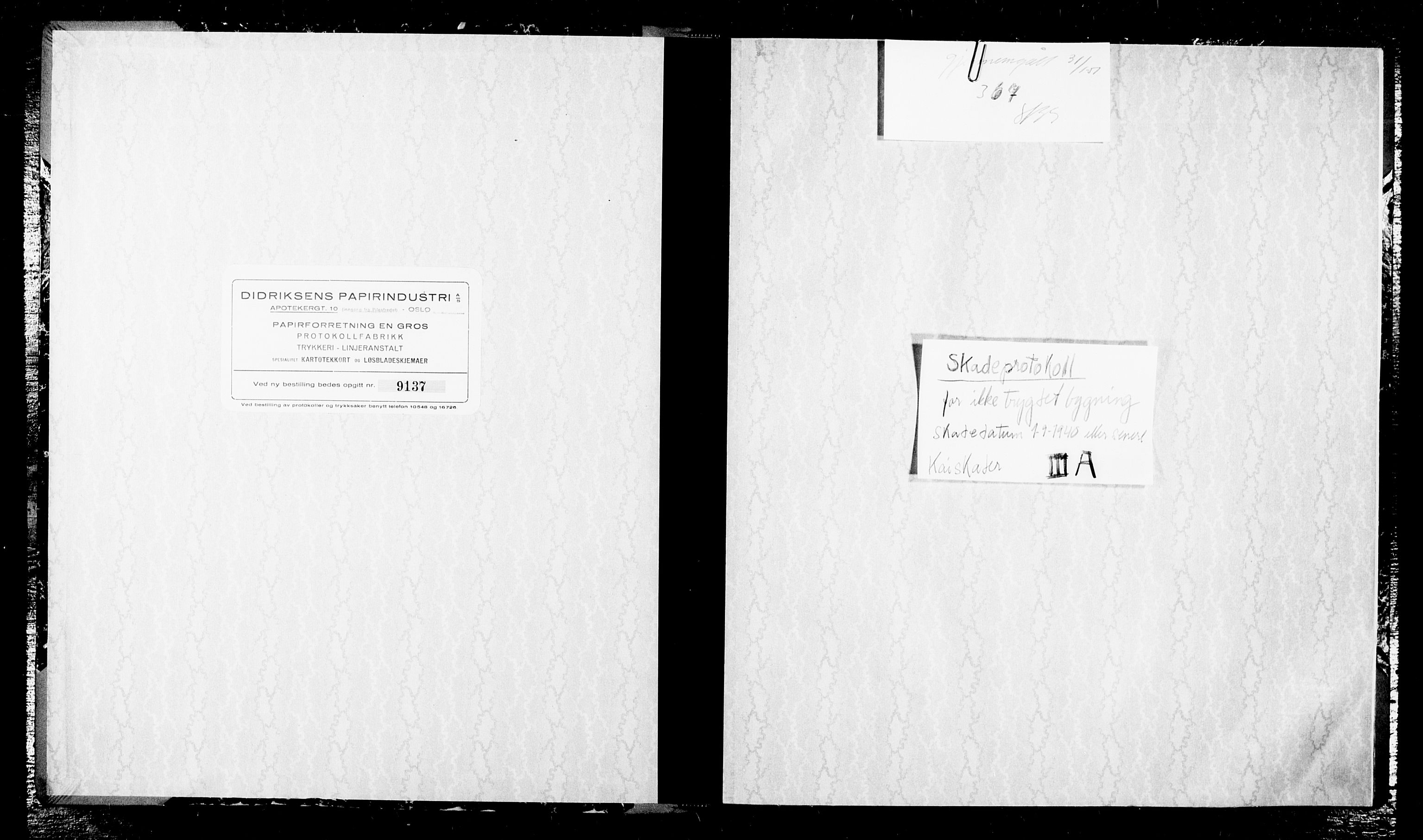 Krigsskadetrygdene for bygninger og løsøre, RA/S-1548/V/L0043: Bygning, ikke trygdet., 1940-1945