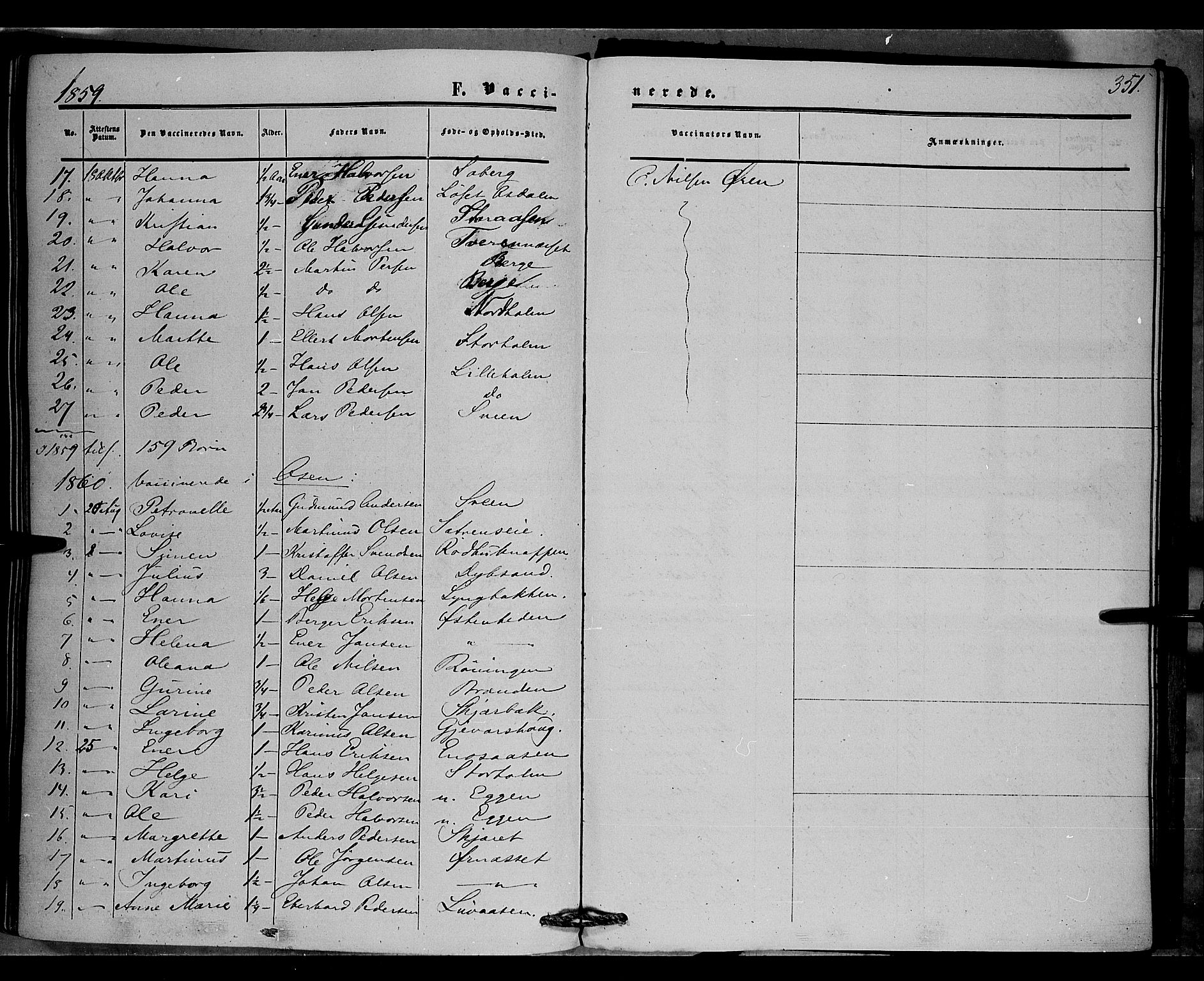 Trysil prestekontor, SAH/PREST-046/H/Ha/Haa/L0005: Parish register (official) no. 5, 1851-1865, p. 351