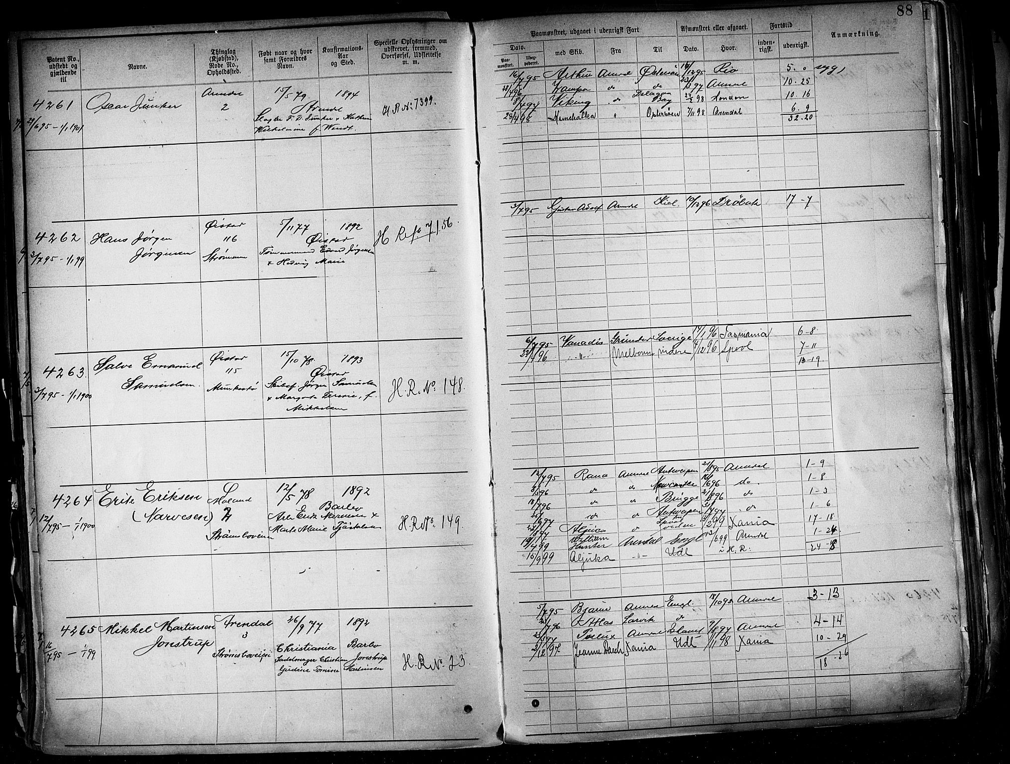 Arendal mønstringskrets, AV/SAK-2031-0012/F/Fa/L0004: Annotasjonsrulle nr 3828-4715 og nr 1-1296, S-4, 1892-1918, p. 94