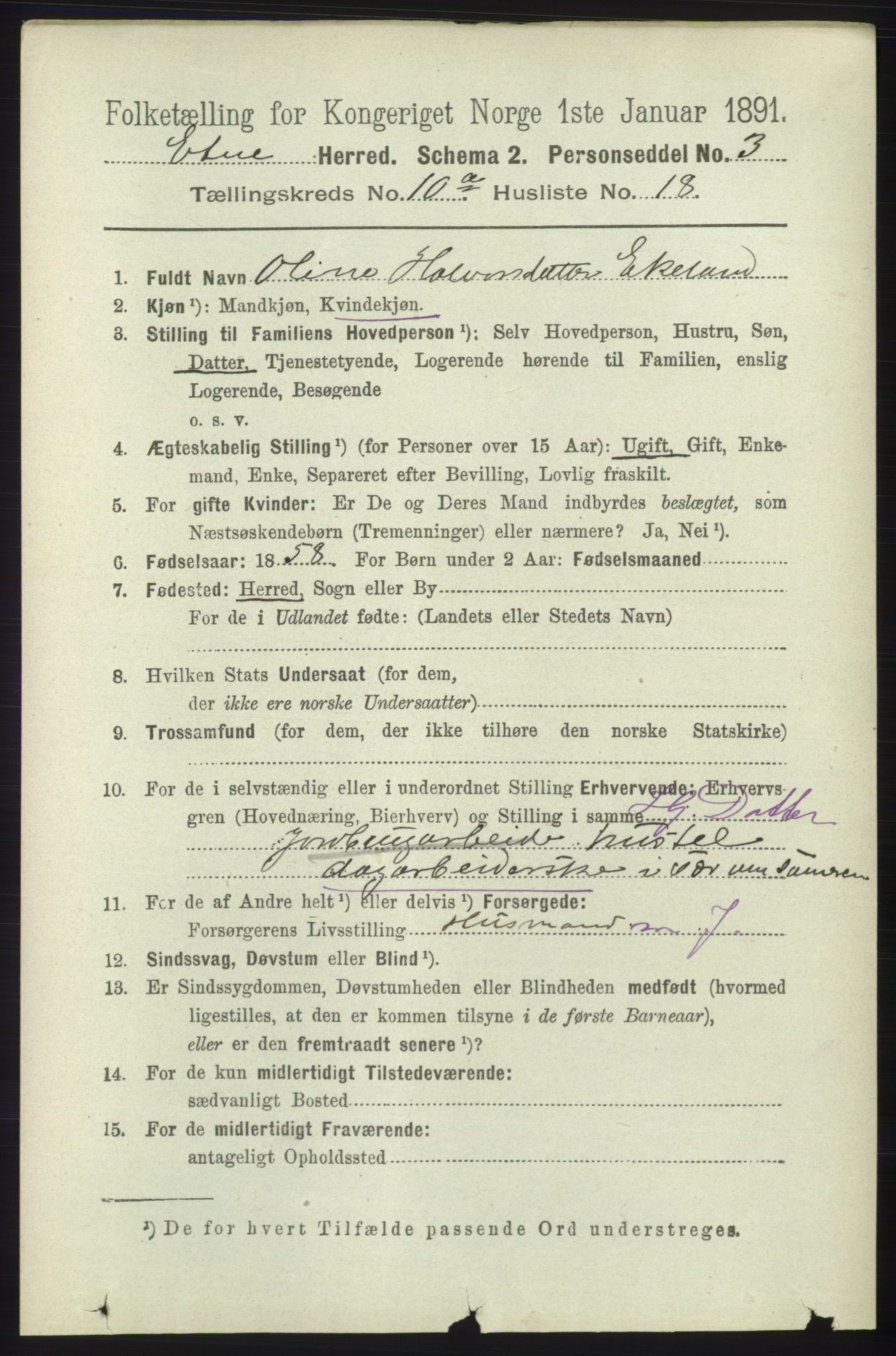 RA, 1891 census for 1211 Etne, 1891, p. 1935
