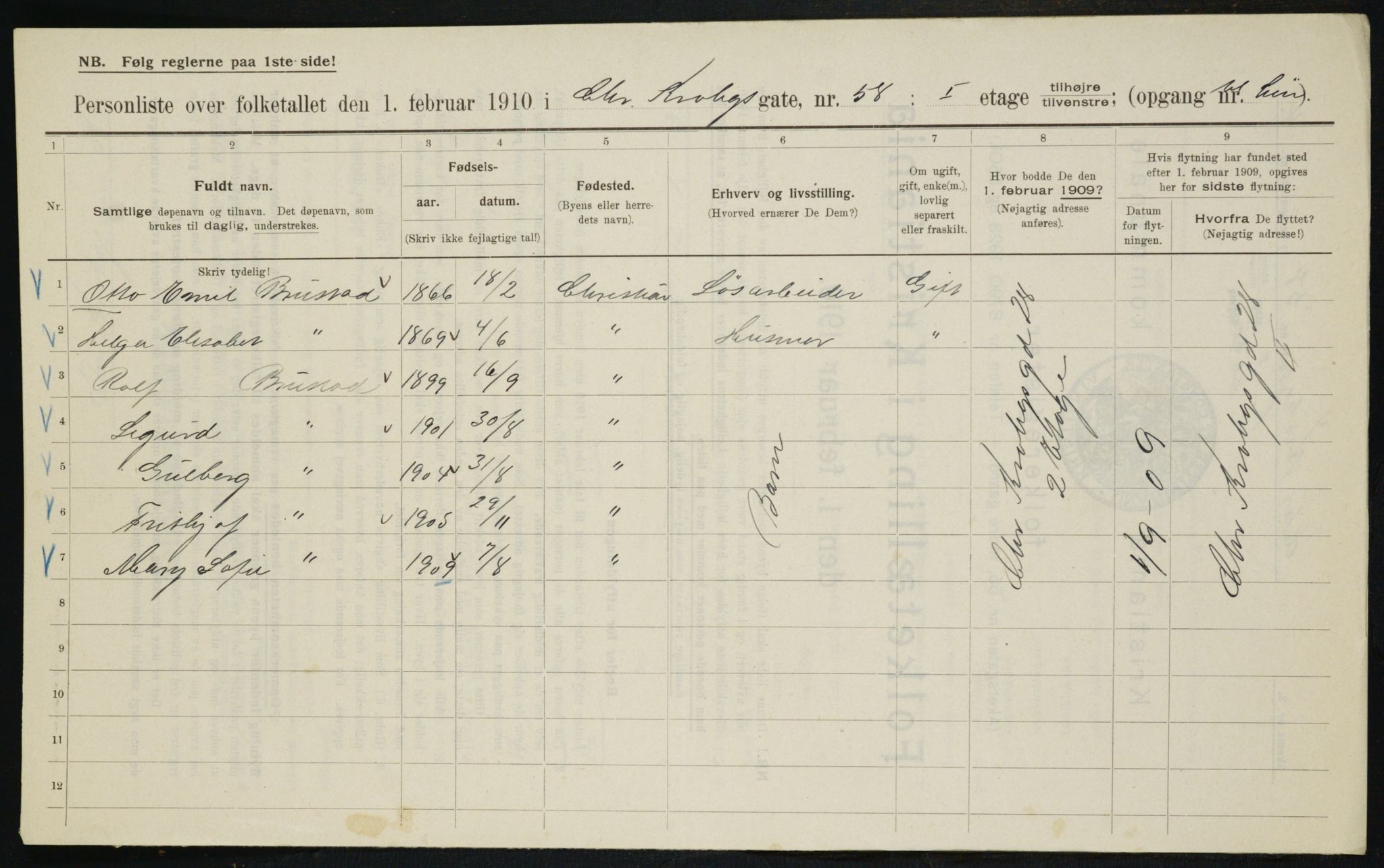 OBA, Municipal Census 1910 for Kristiania, 1910, p. 11825