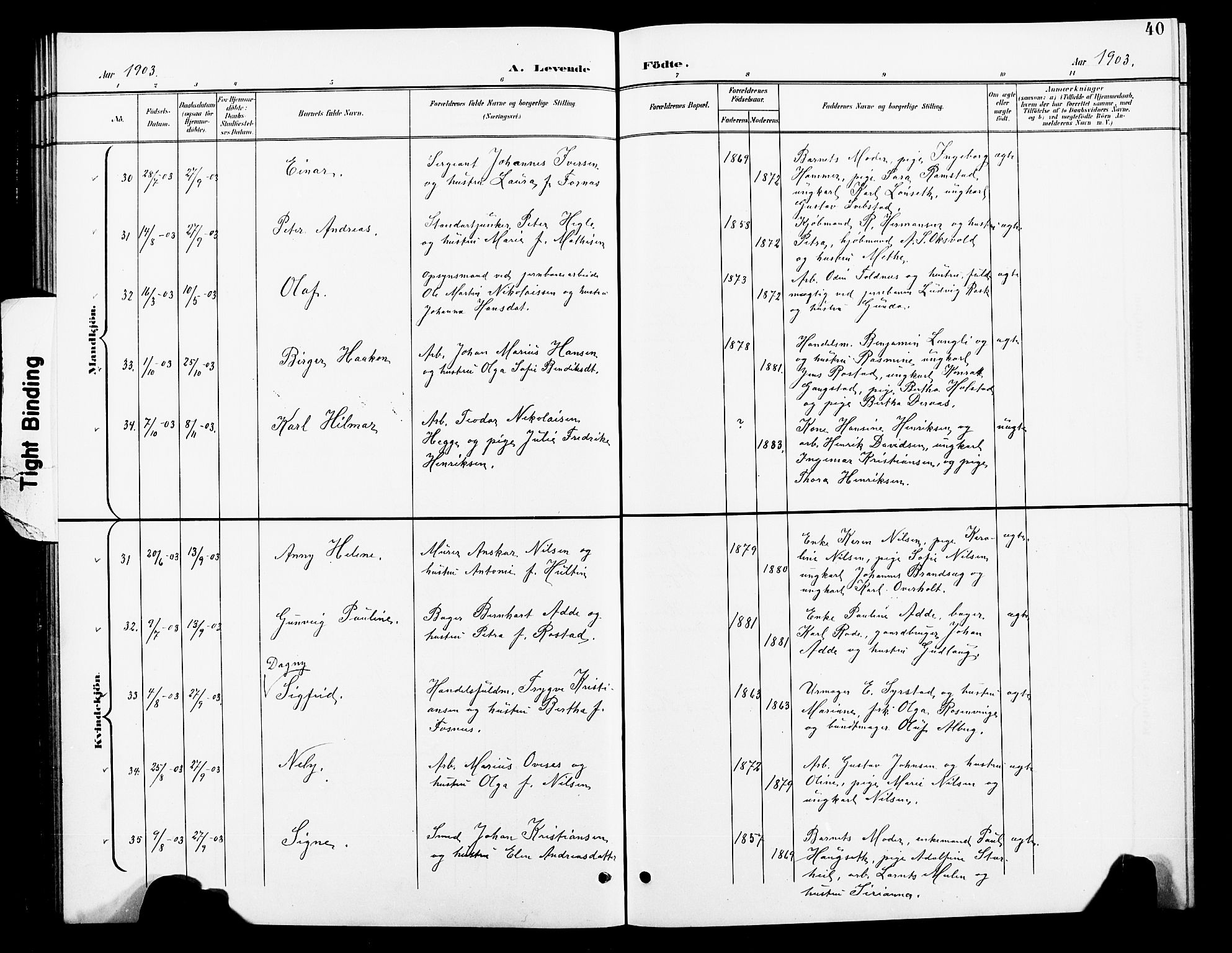 Ministerialprotokoller, klokkerbøker og fødselsregistre - Nord-Trøndelag, SAT/A-1458/739/L0375: Parish register (copy) no. 739C03, 1898-1908, p. 40